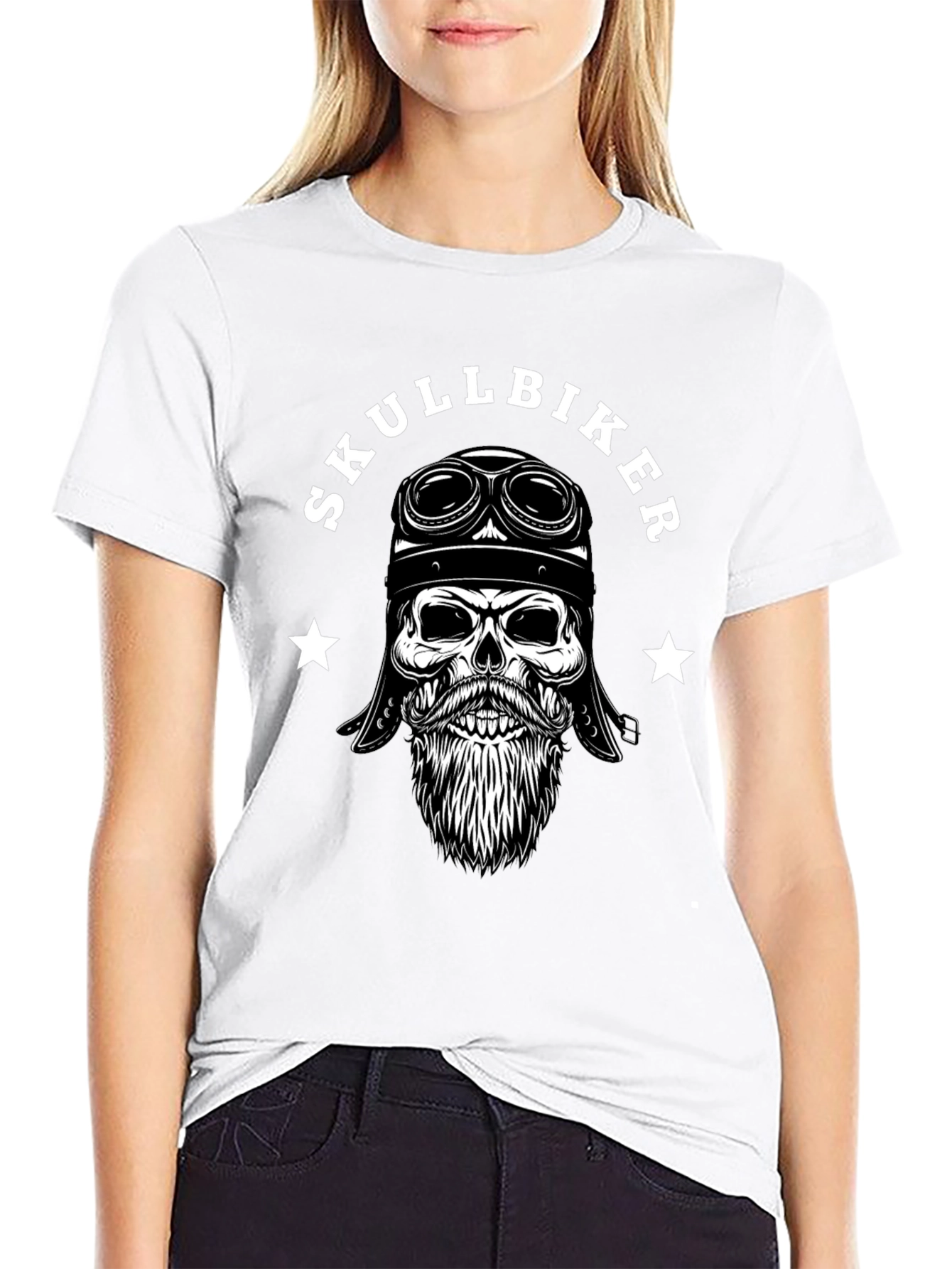 Skull Biker Graphic Tee - Mens Black T-Shirt