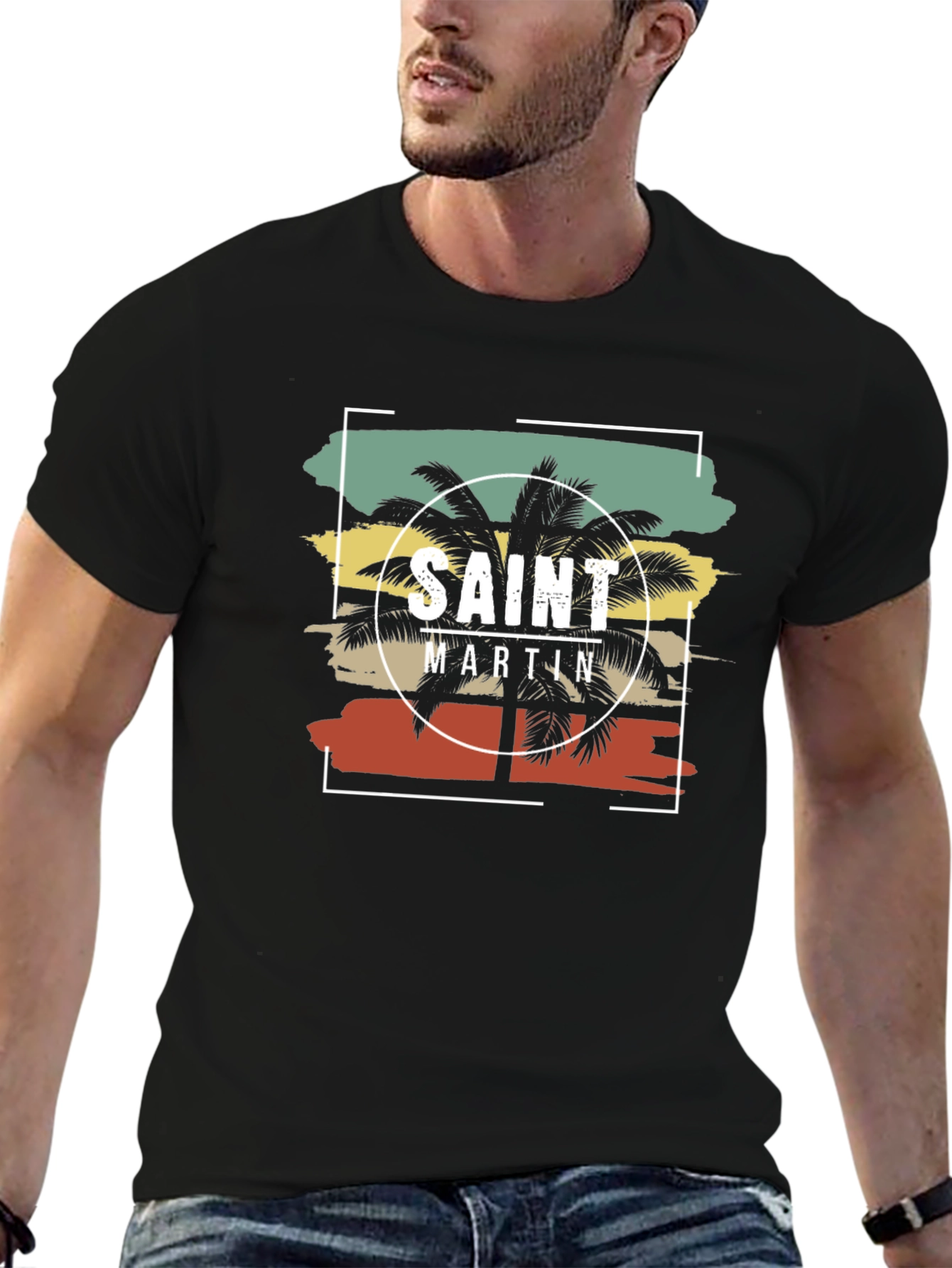Saint Martin Palm Tree Graphic T-Shirt