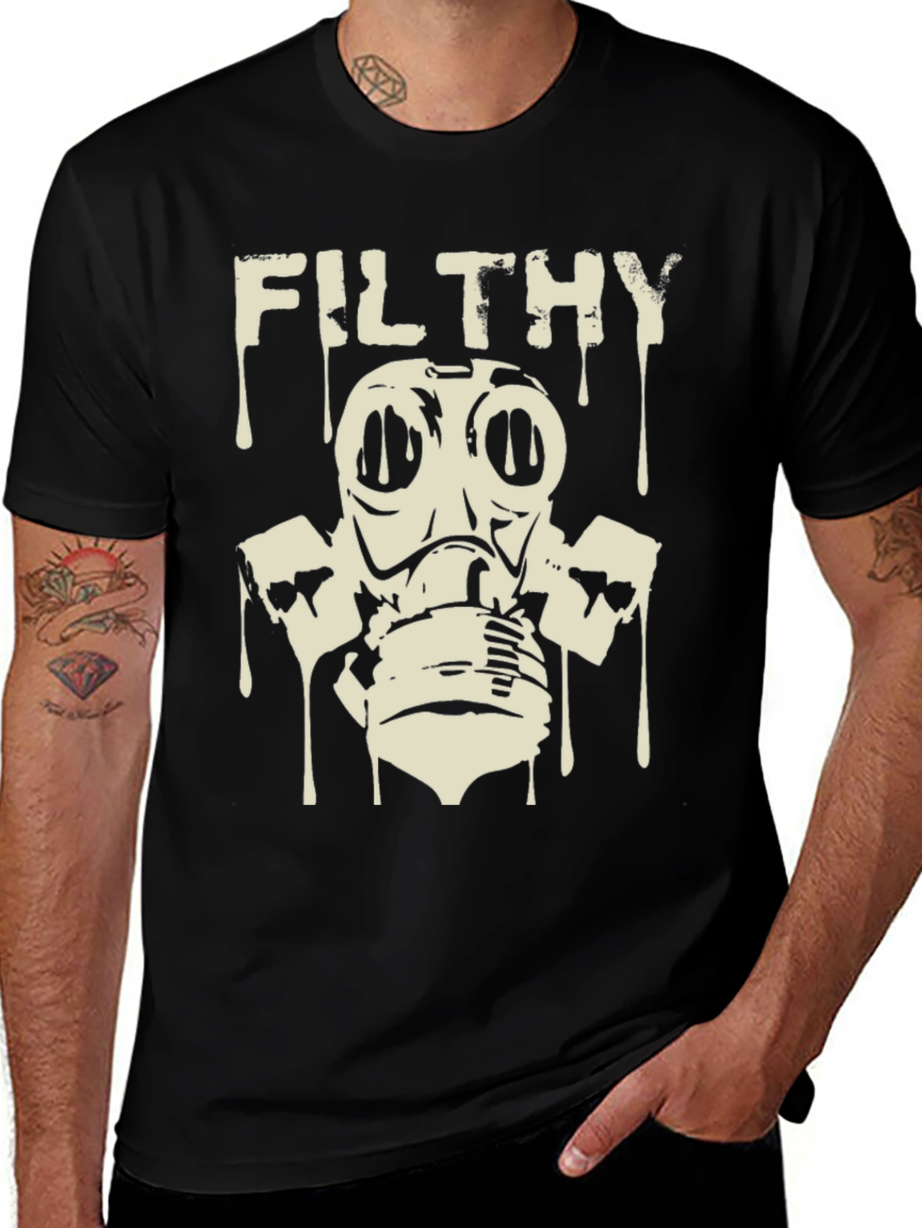 Filthy Gas Mask Graphic Tee - Black