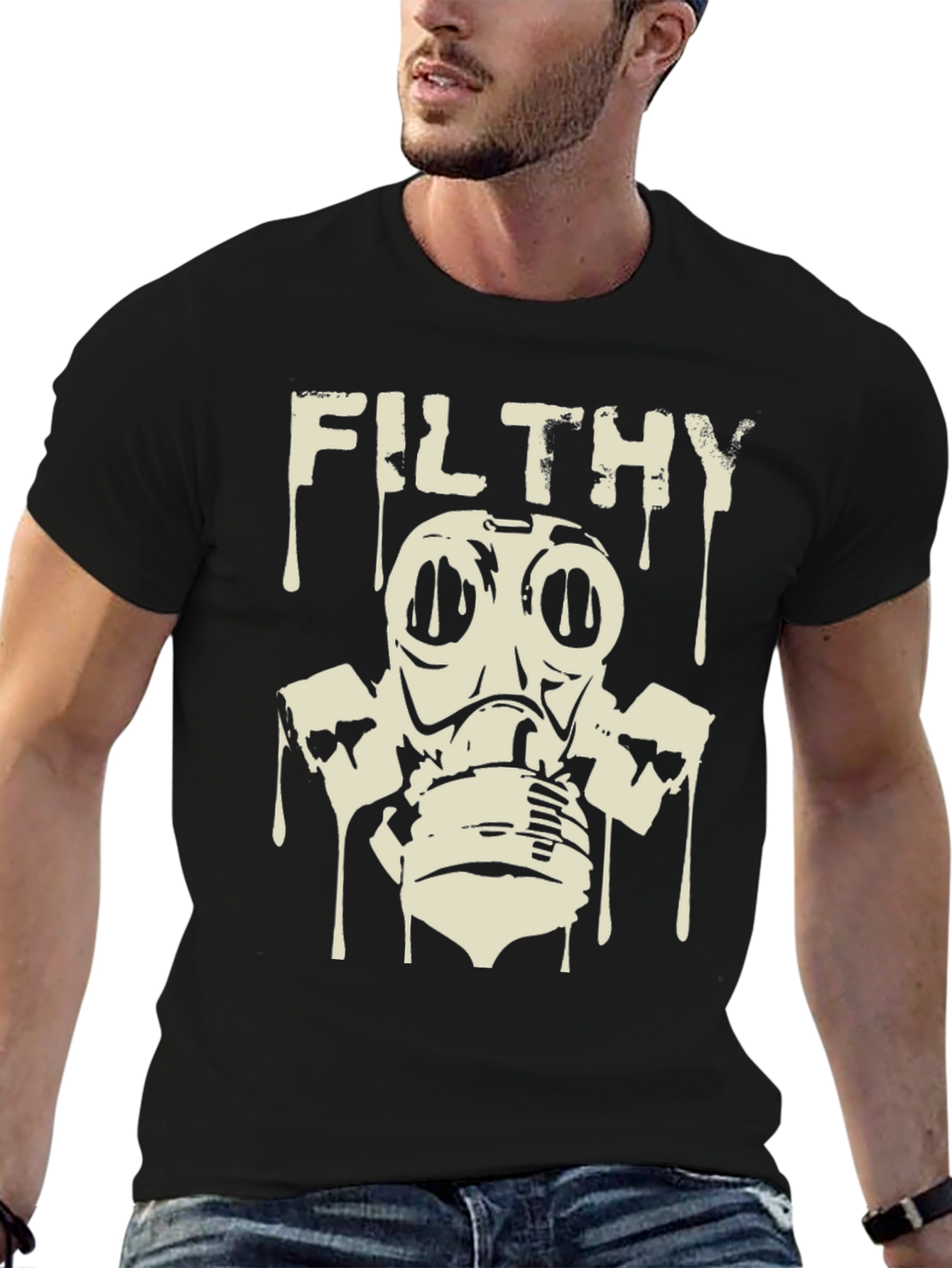 Filthy Gas Mask Graphic Tee - Black