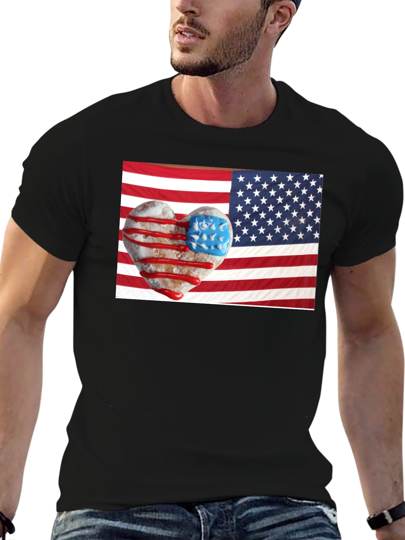 Patriotic Donut Heart USA Flag T-Shirt