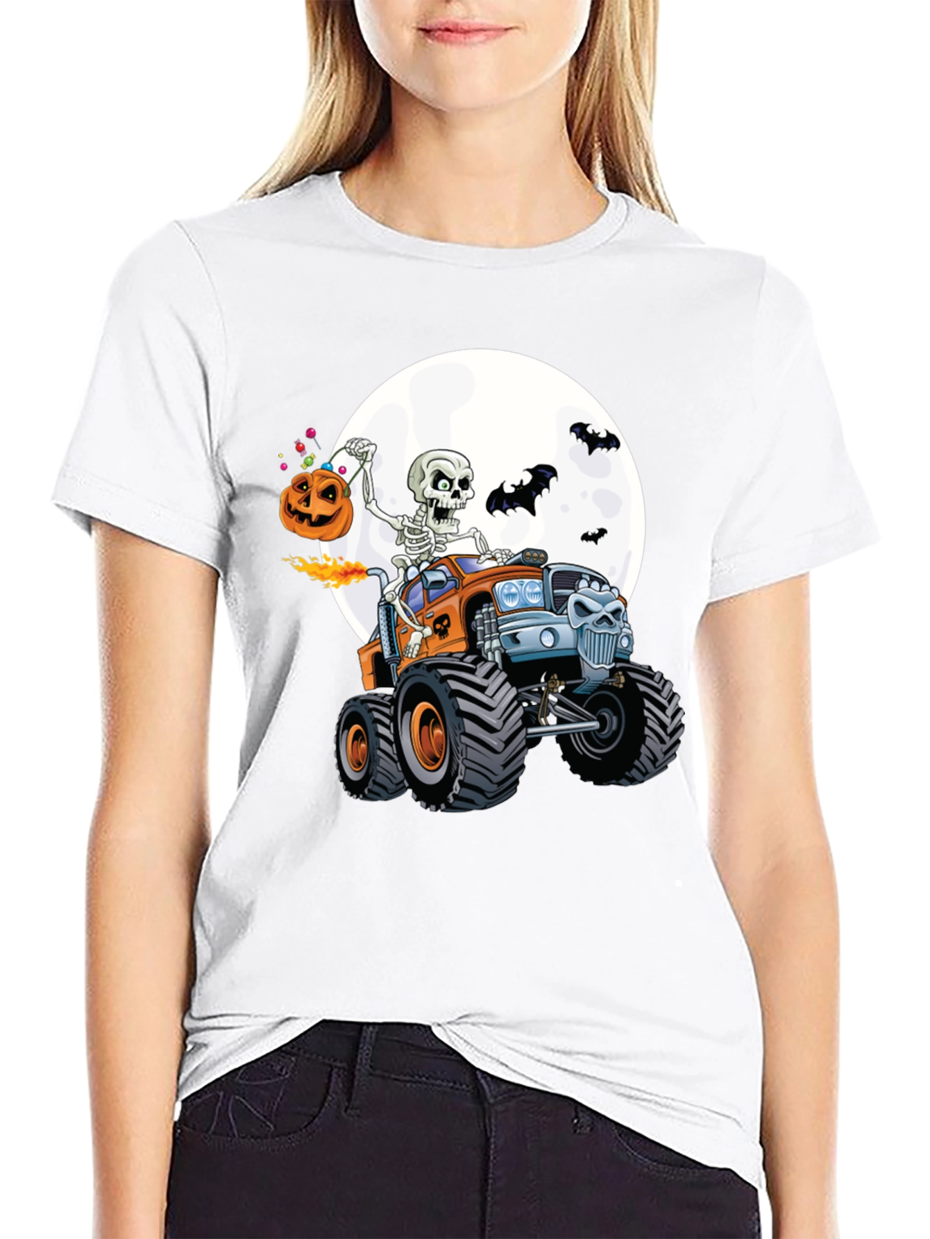 Skeleton Monster Truck Halloween T-Shirt