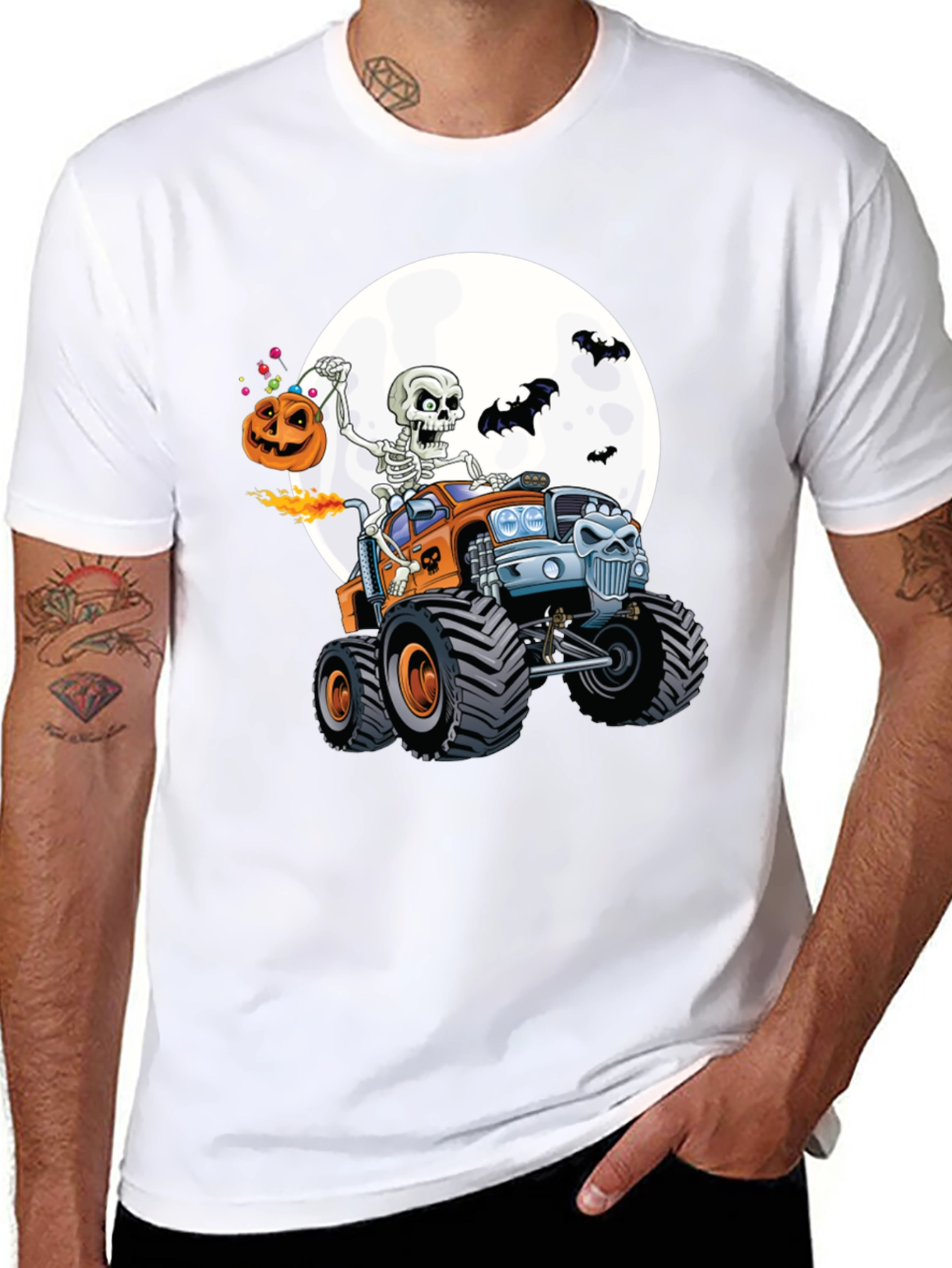 Skeleton Monster Truck Halloween T-Shirt