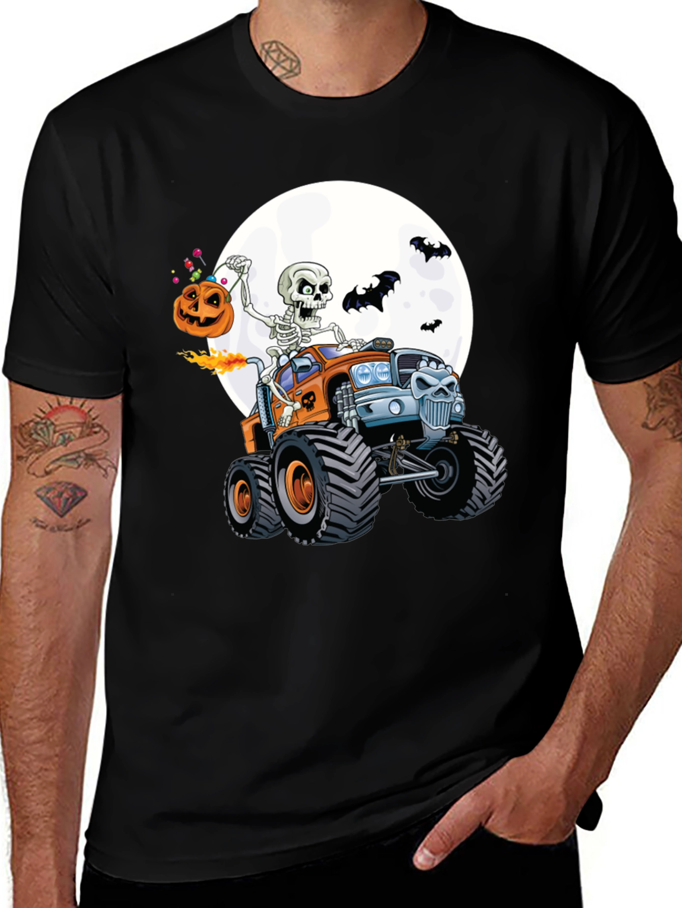 Skeleton Monster Truck Halloween T-Shirt