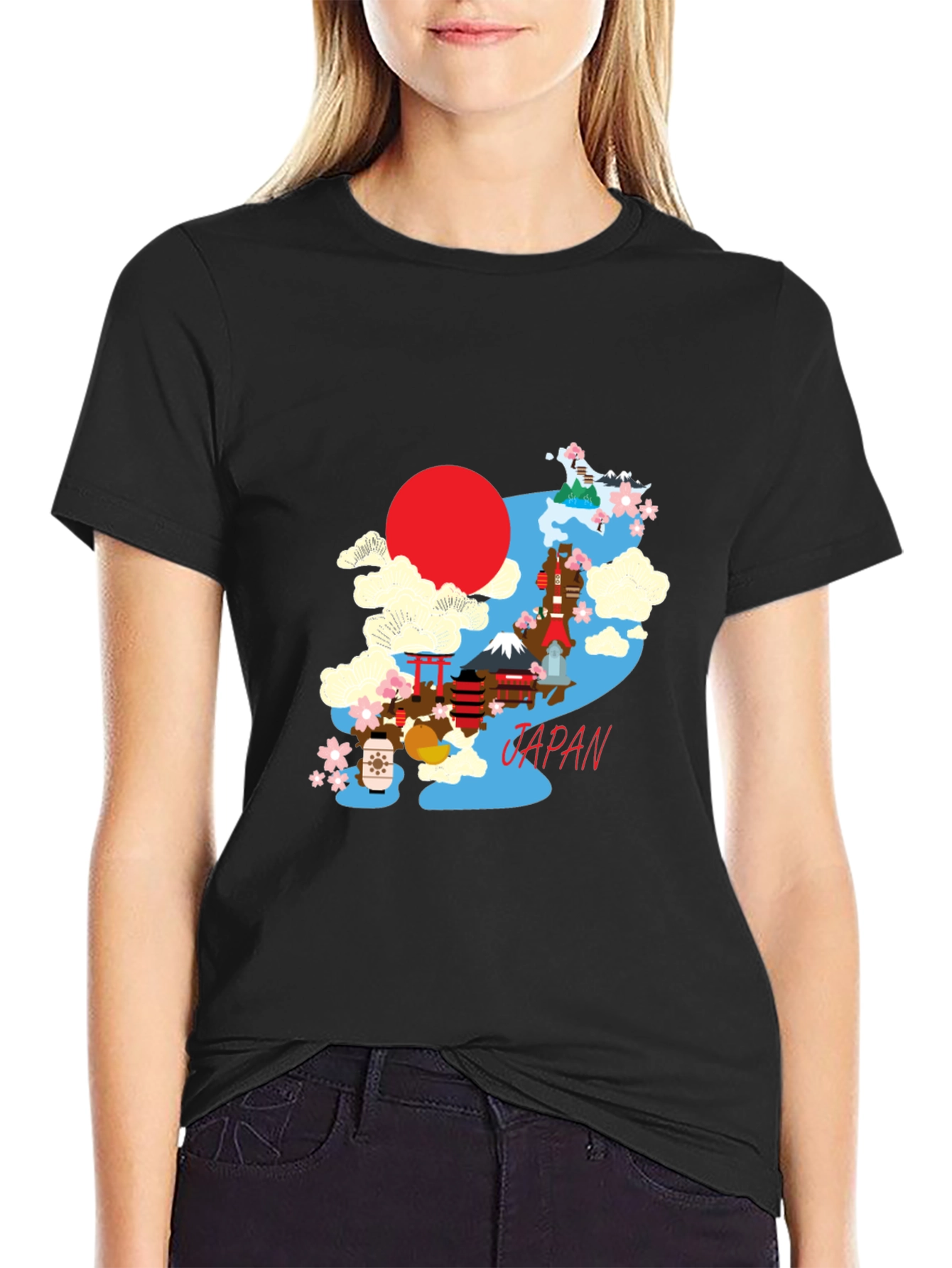 Japan Graphic T-Shirt - Black Crew Neck Tee