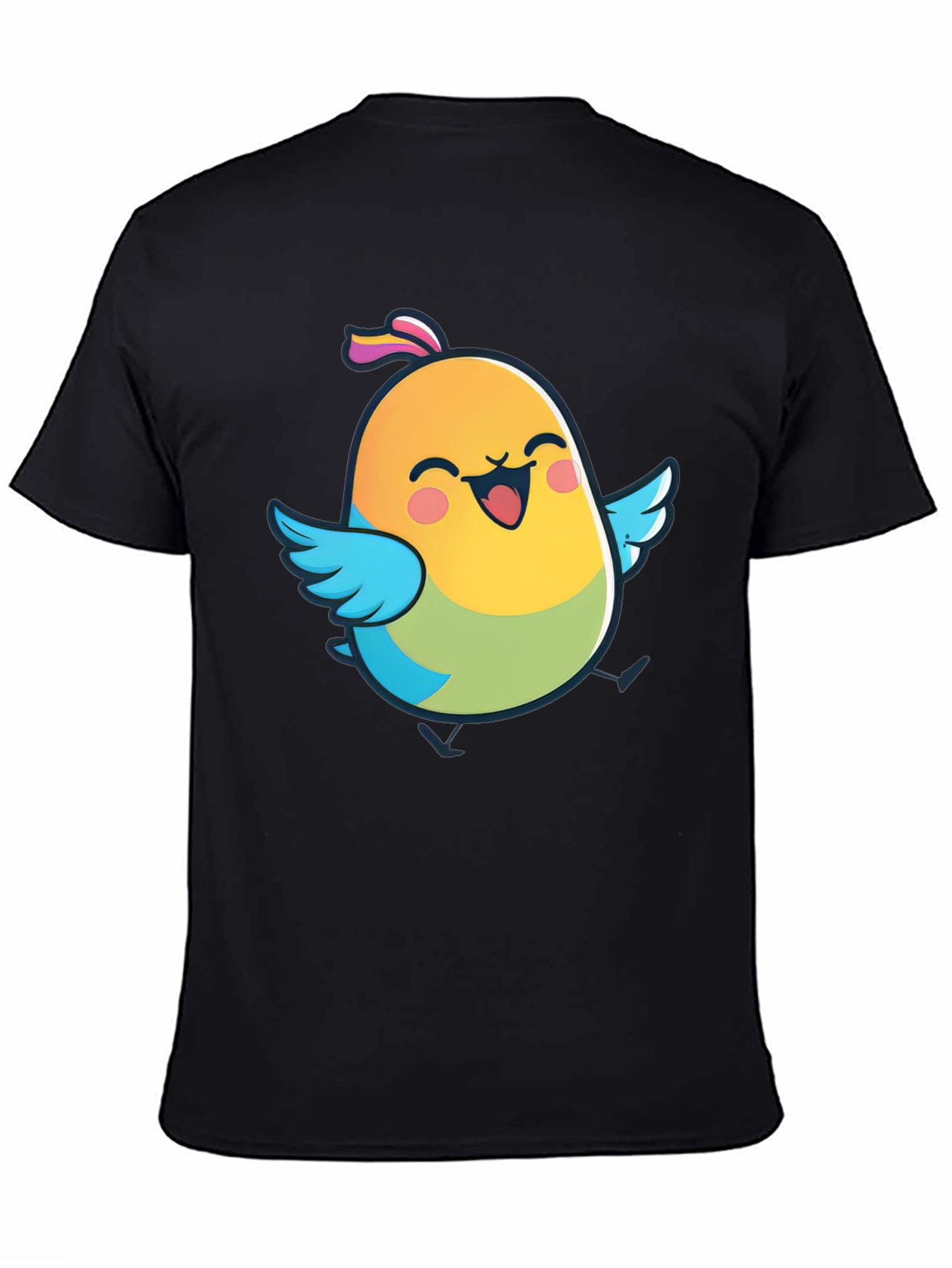 Cute Bird Graphic Black T-Shirt
