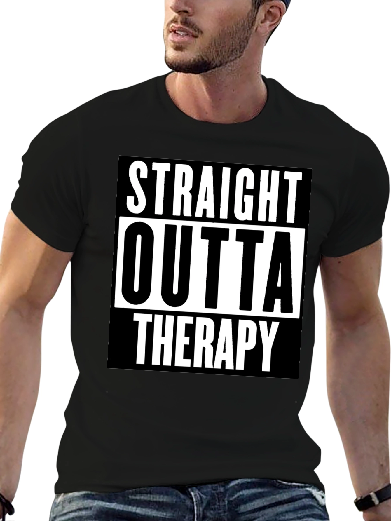 Straight Outta Therapy Graphic T-Shirt Funny Humor Tee