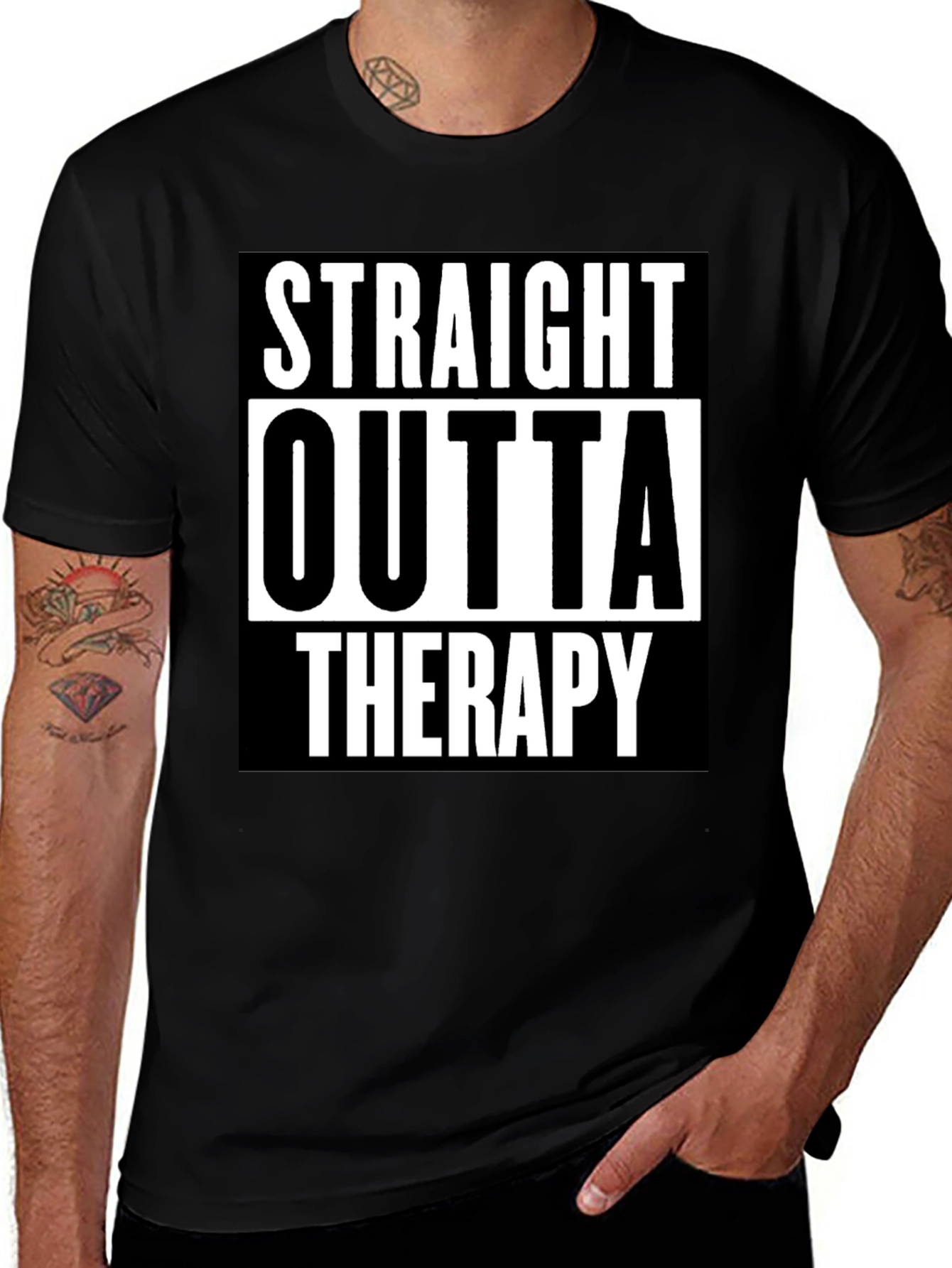 Straight Outta Therapy Graphic T-Shirt Funny Humor Tee