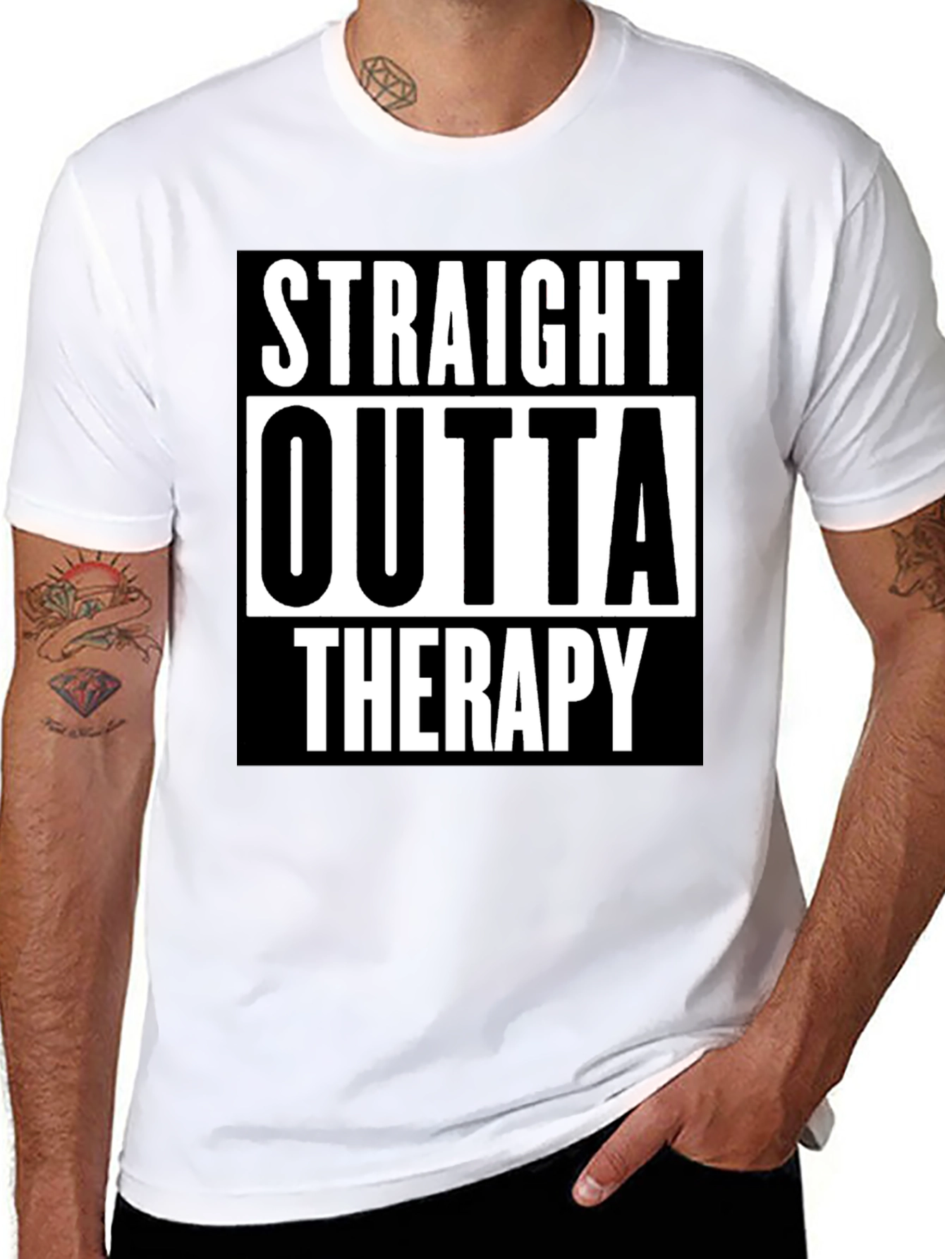 Straight Outta Therapy Graphic T-Shirt Funny Humor Tee