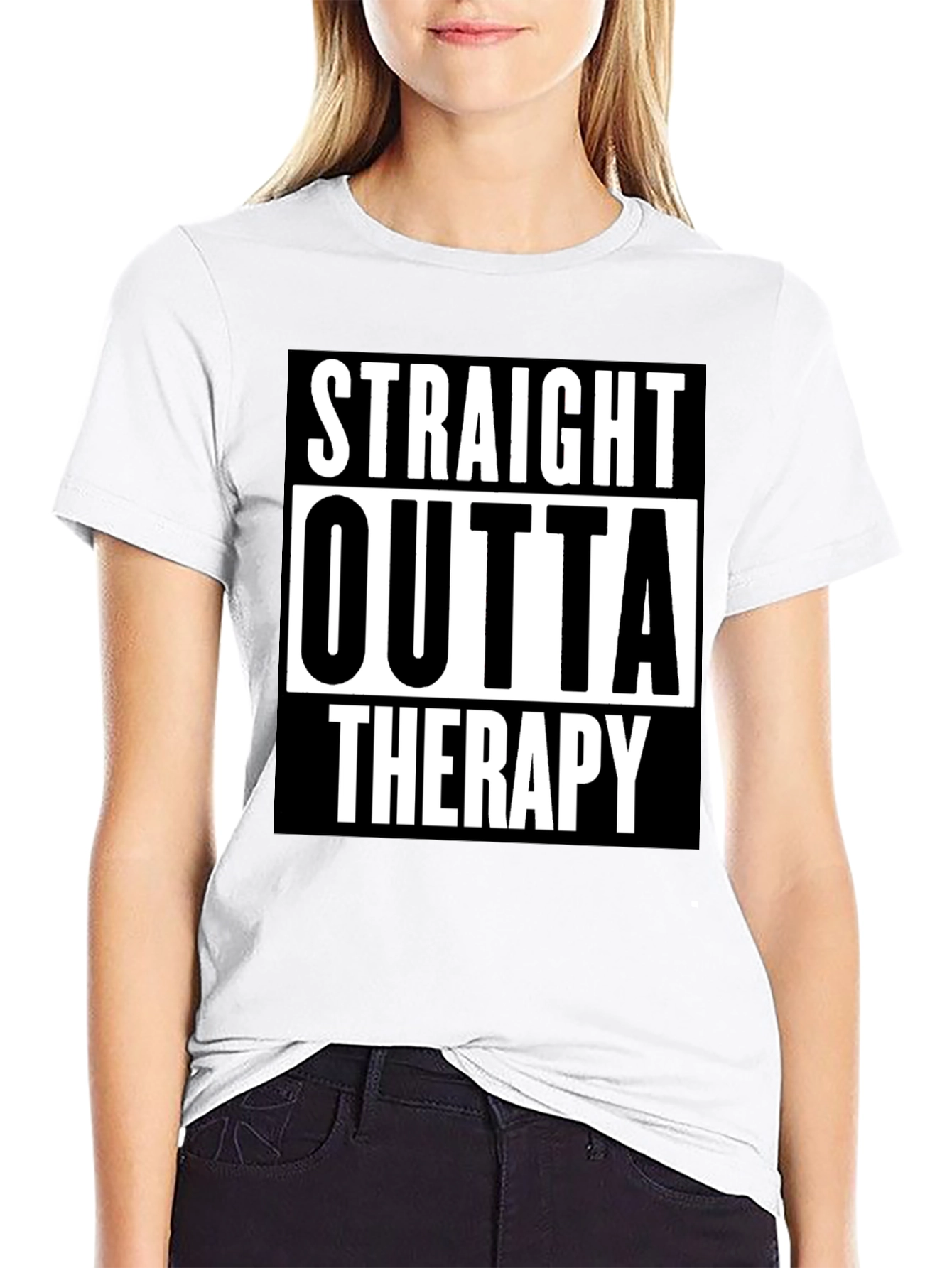 Straight Outta Therapy Graphic T-Shirt Funny Humor Tee