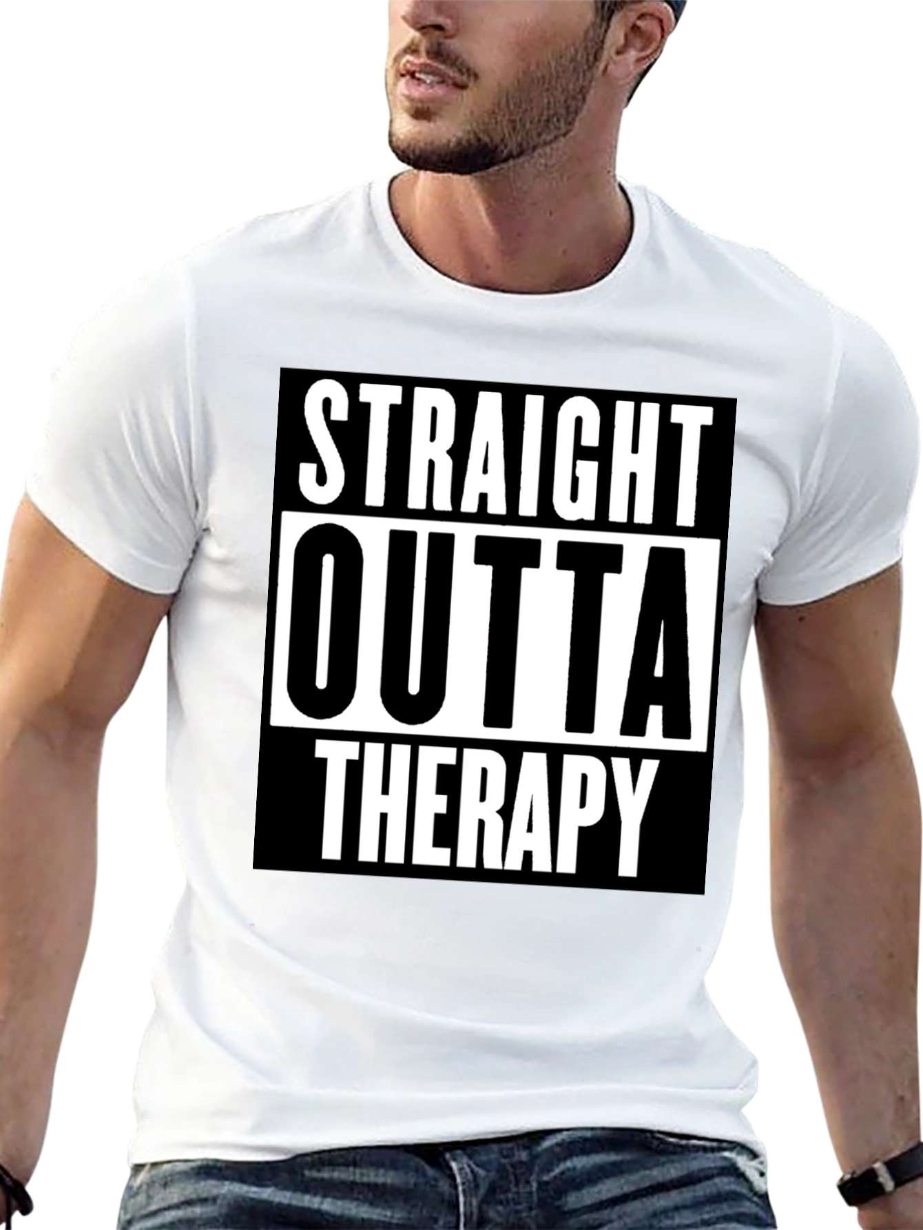 Straight Outta Therapy Graphic T-Shirt Funny Humor Tee