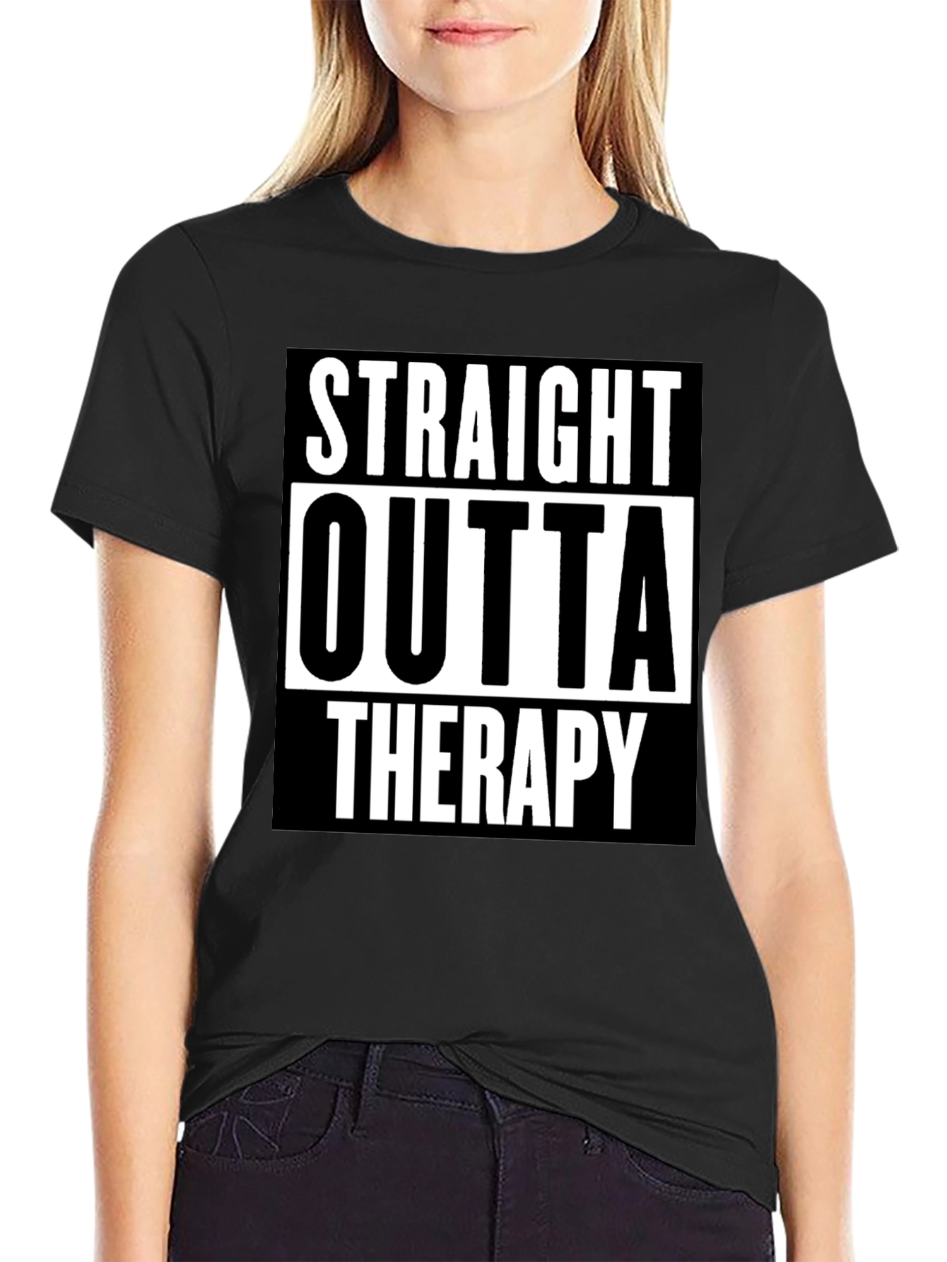 Straight Outta Therapy Graphic T-Shirt Funny Humor Tee