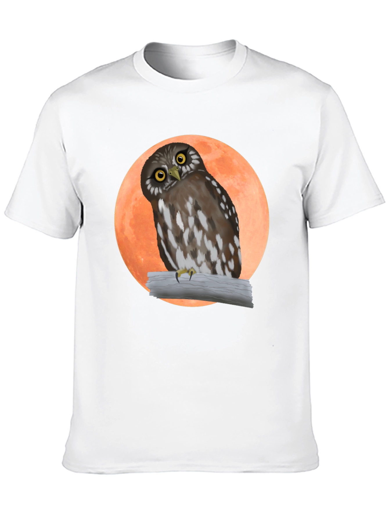 Owl on Branch Graphic Tee - Black Cotton T-Shirt