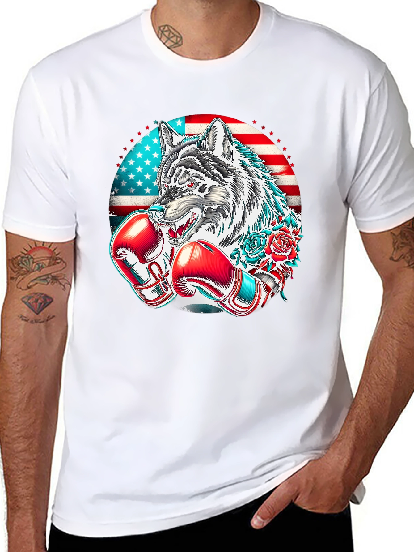 American Wolf Boxer Graphic Tee