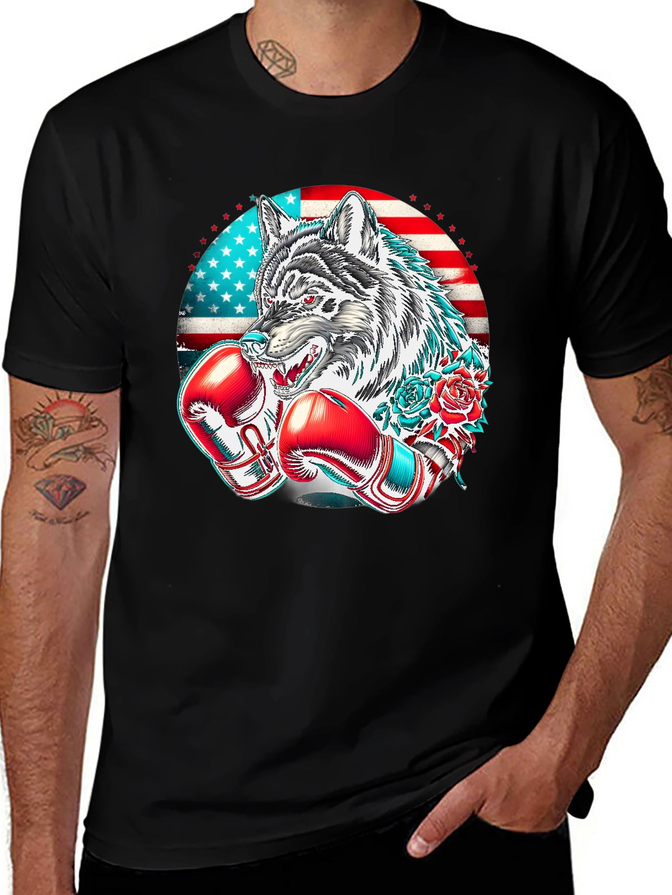American Wolf Boxer Graphic Tee