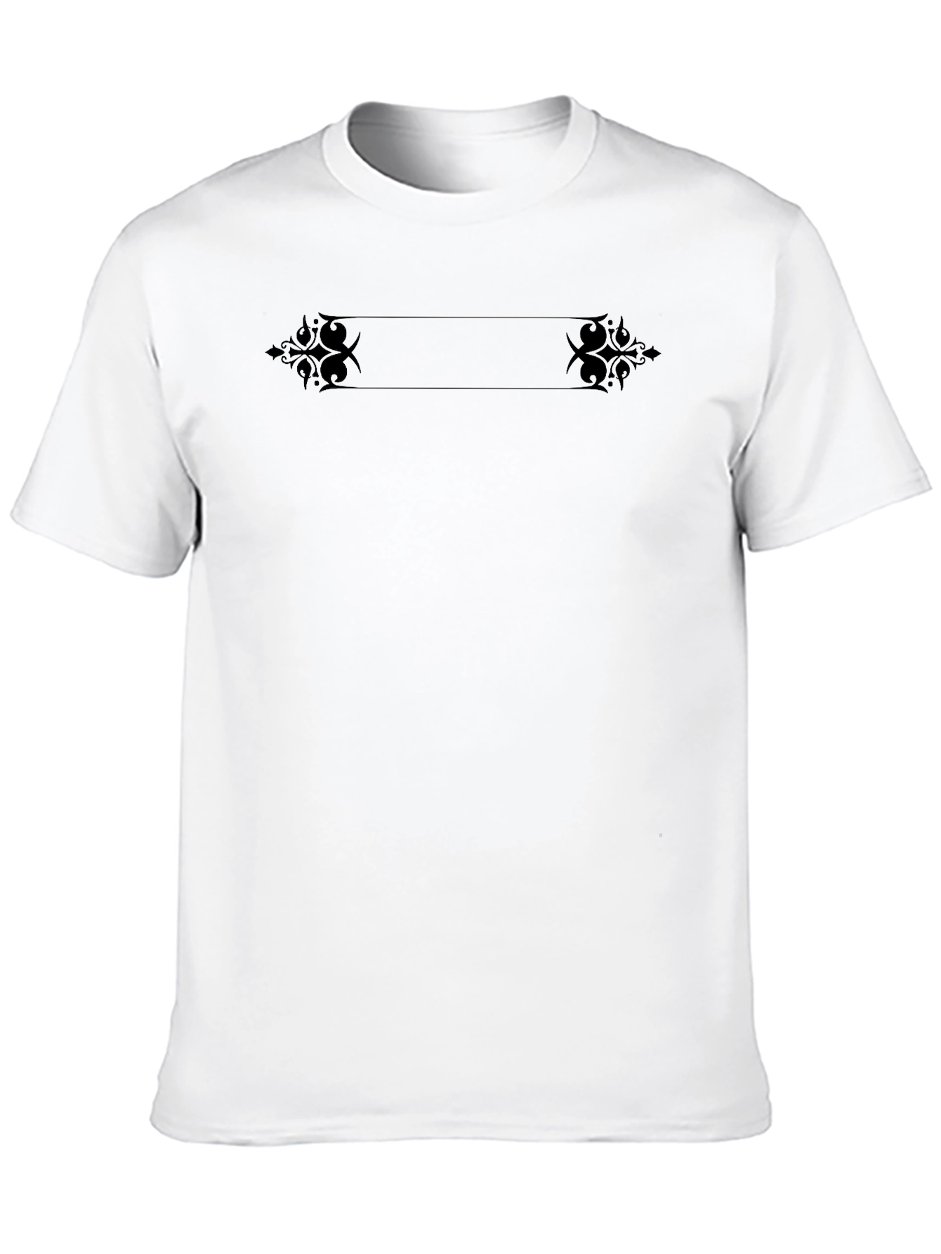 Black Crew Neck T-Shirt with Ornamental Design