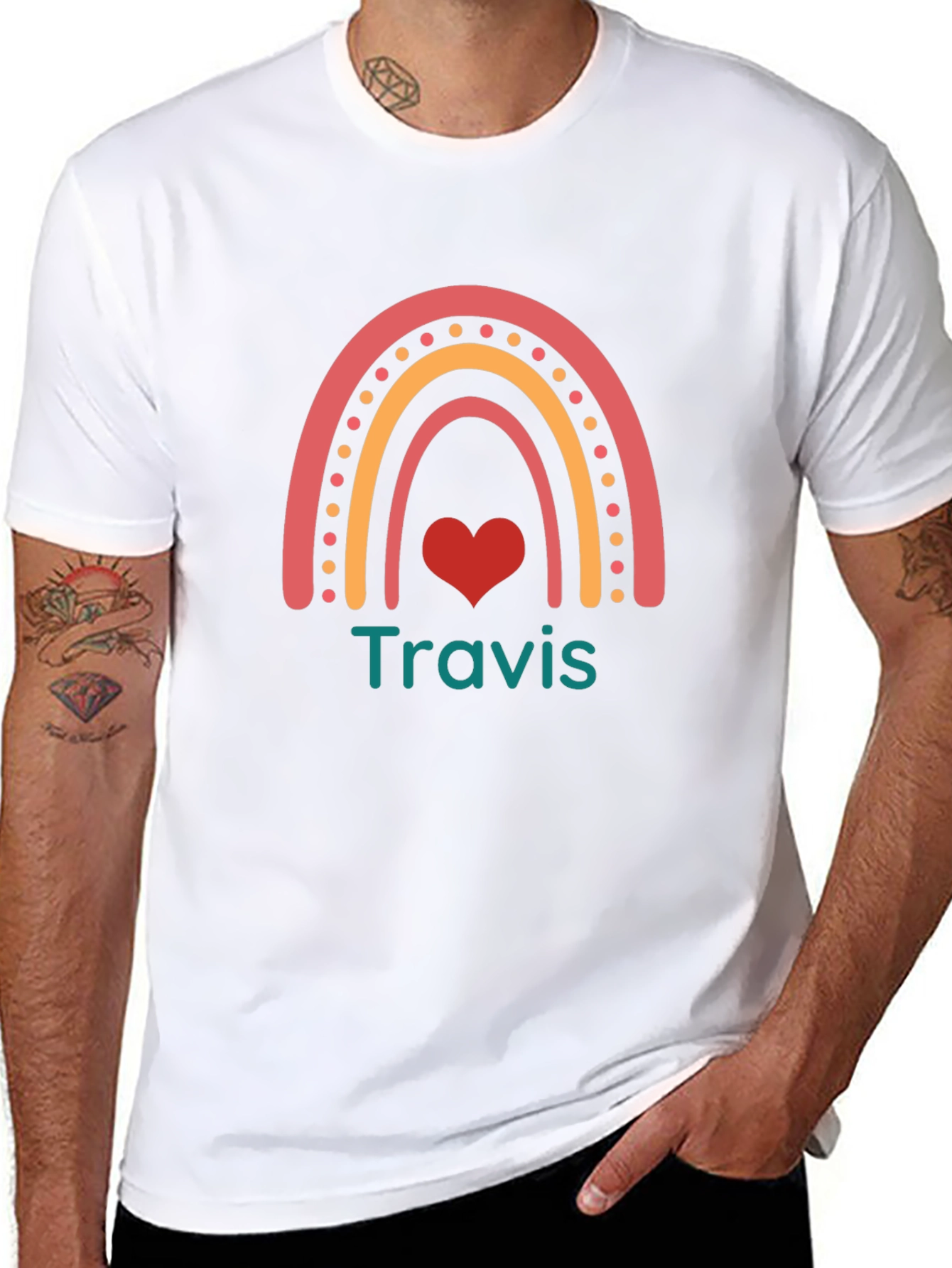 Personalized Rainbow Heart T-Shirt - Travis