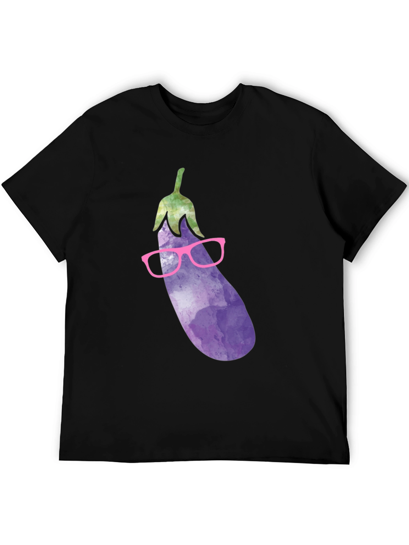 Eggplant with Glasses Graphic T-Shirt
