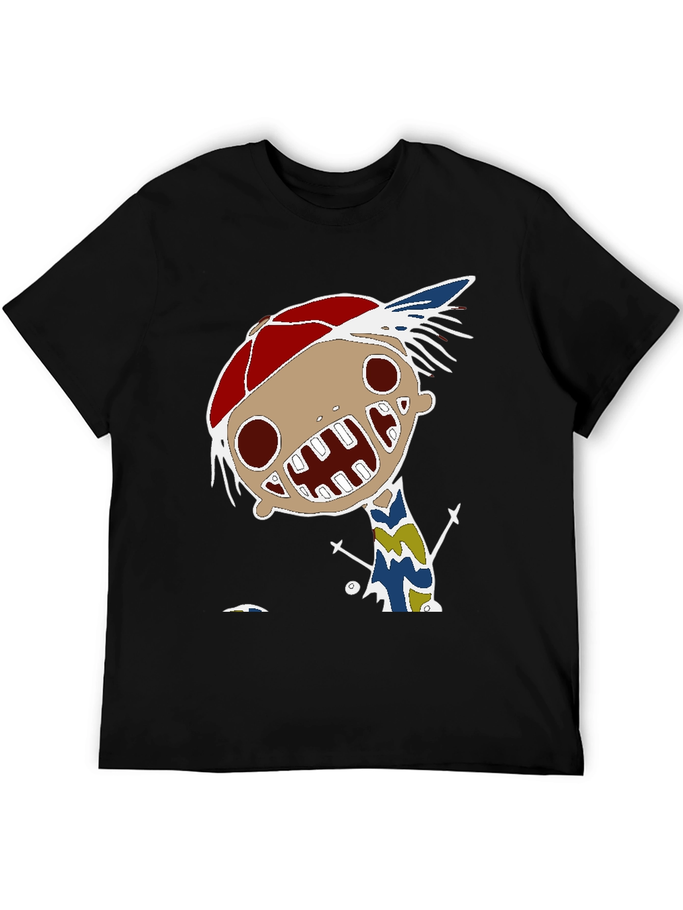 Unique Cartoon Character Graphic Print Black T-Shirt