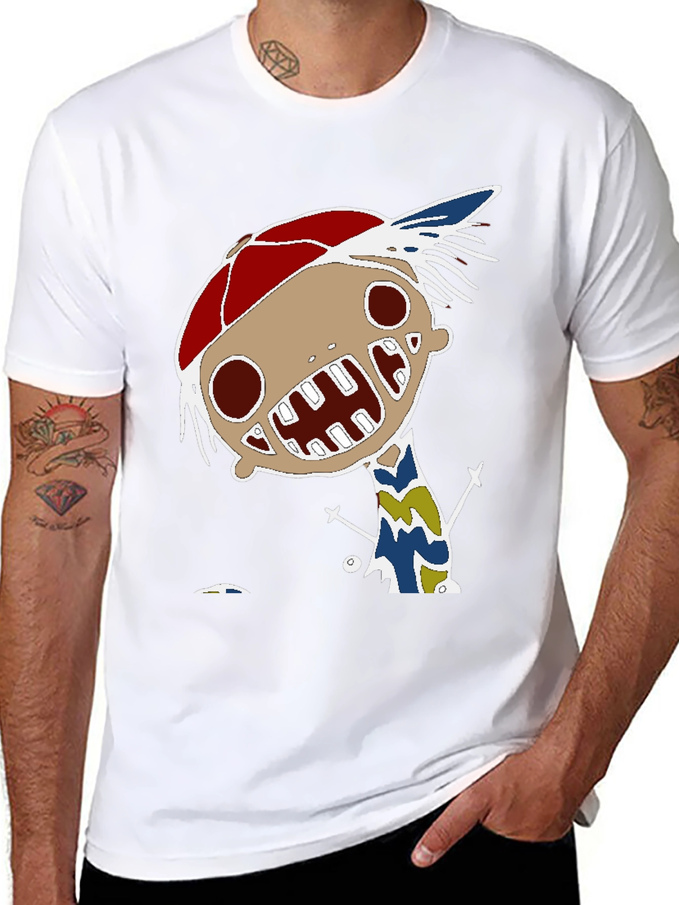 Unique Cartoon Character Graphic Print Black T-Shirt