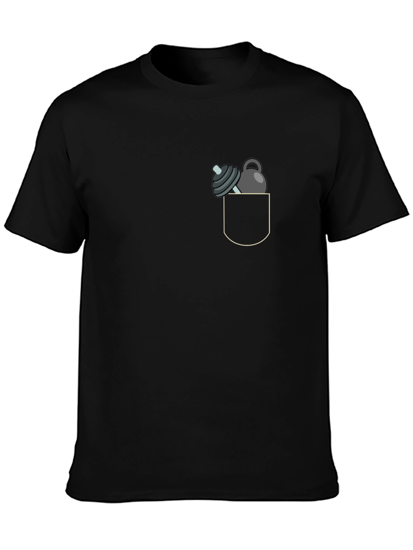 Gym Weights Pocket Print Black T-Shirt