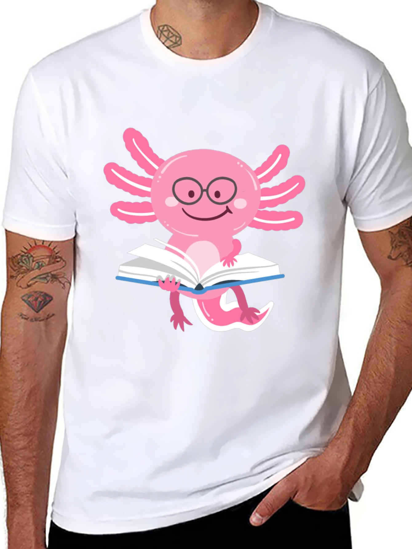 Axolotl Reader T-Shirt - Black Cotton