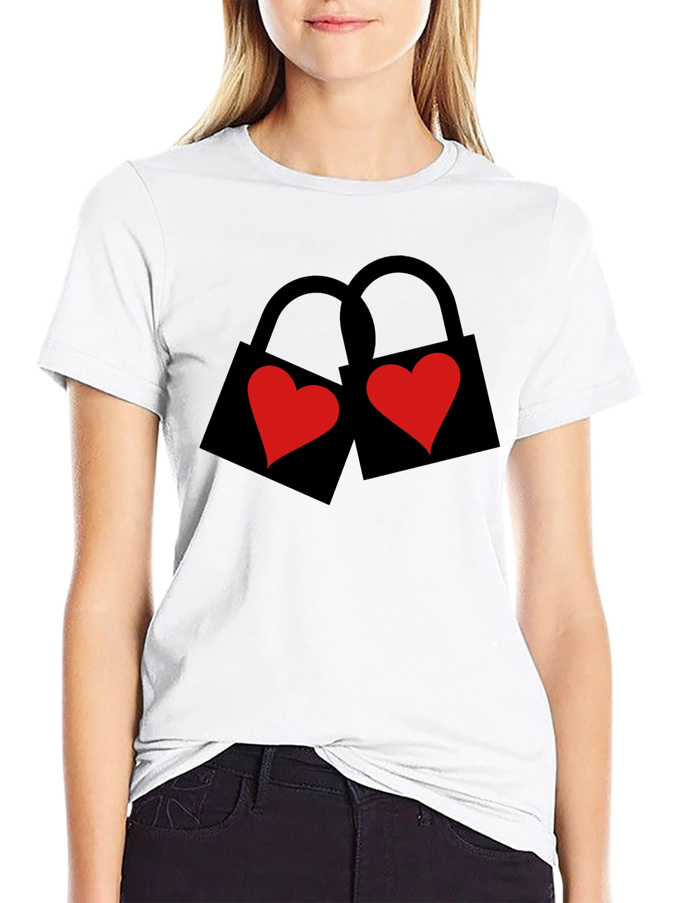 Heart Lock Black T-Shirt - Love Locks