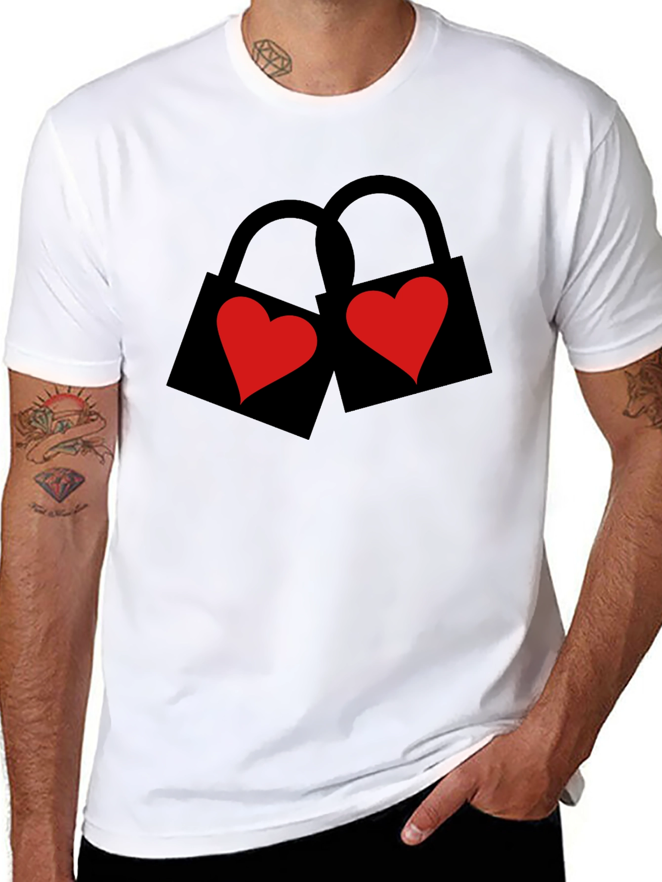 Heart Lock Black T-Shirt - Love Locks