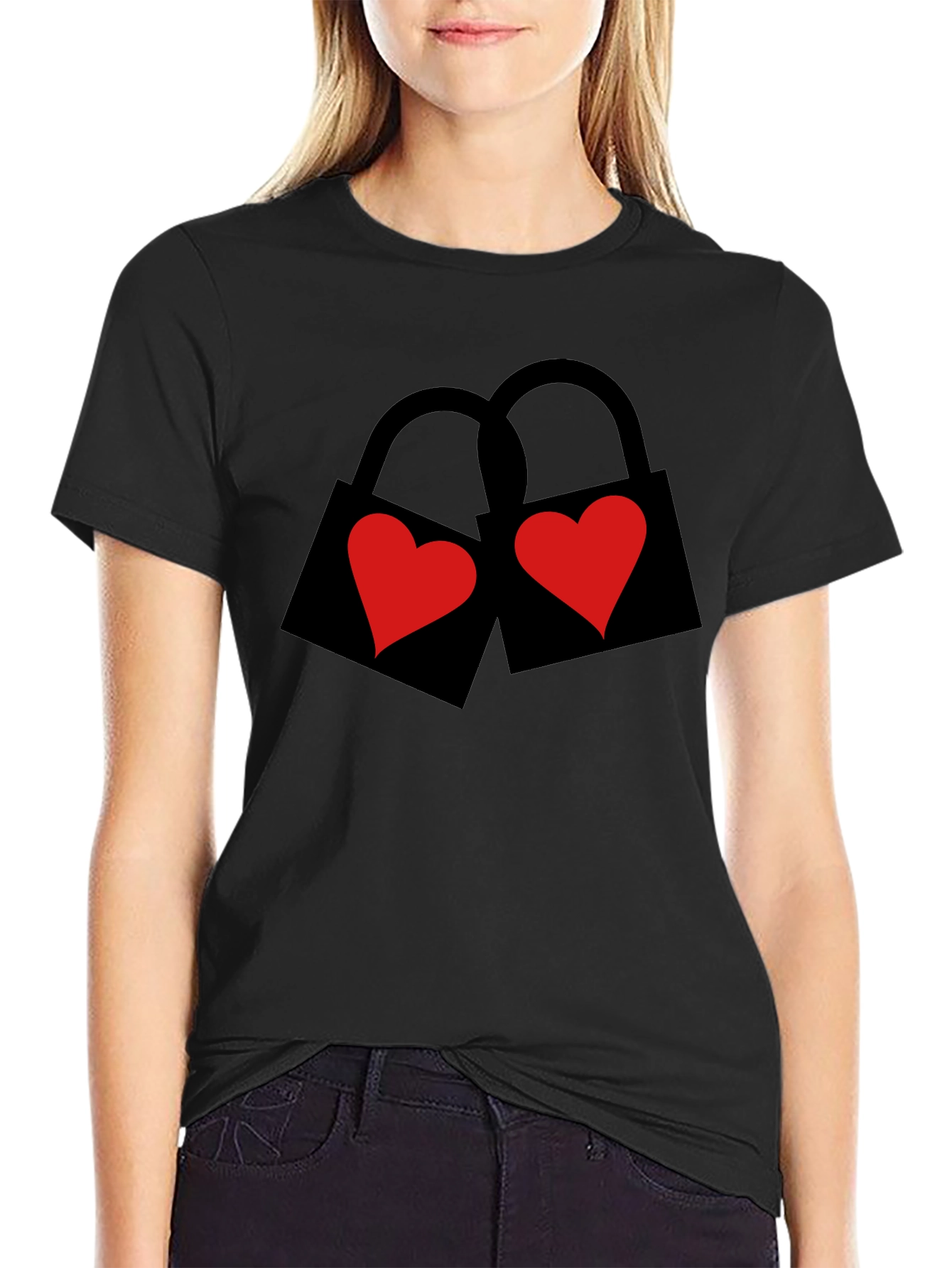 Heart Lock Black T-Shirt - Love Locks