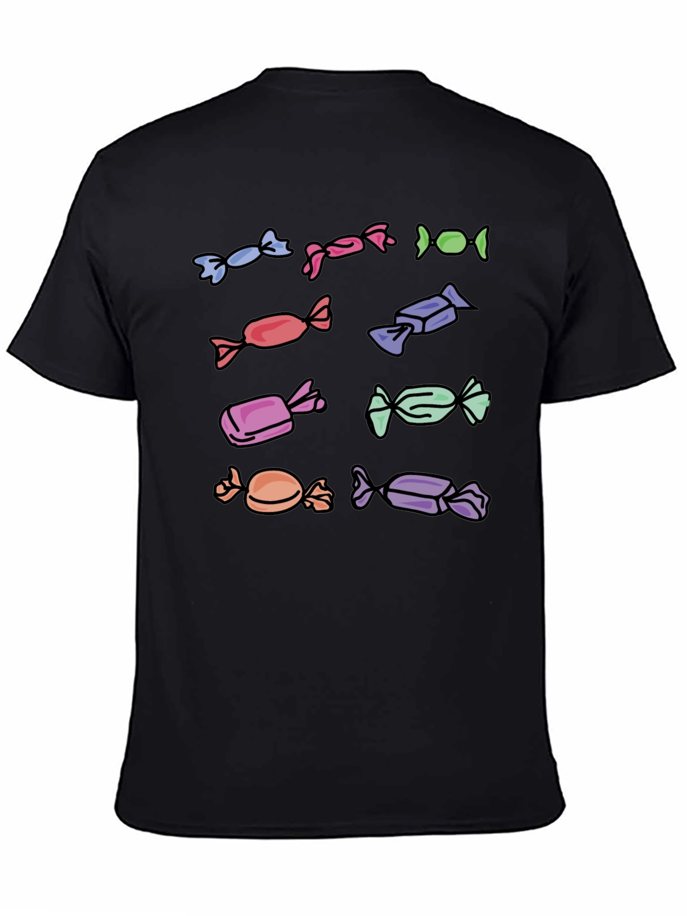 Candy Print Black T-Shirt