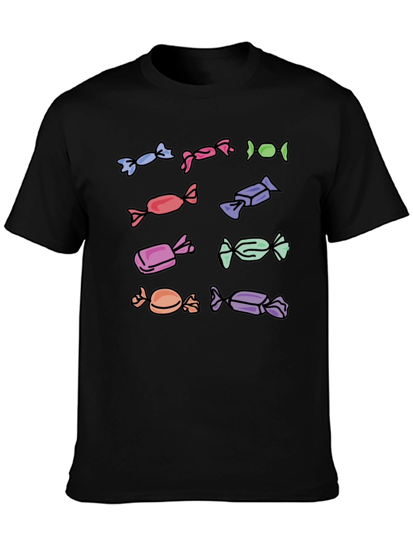 Candy Print Black T-Shirt