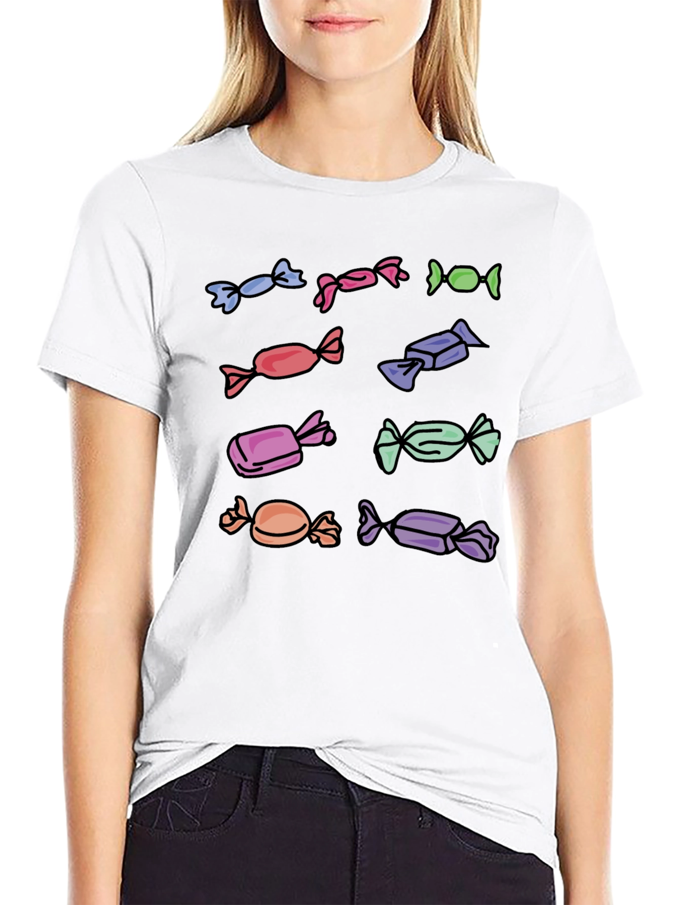 Candy Print Black T-Shirt