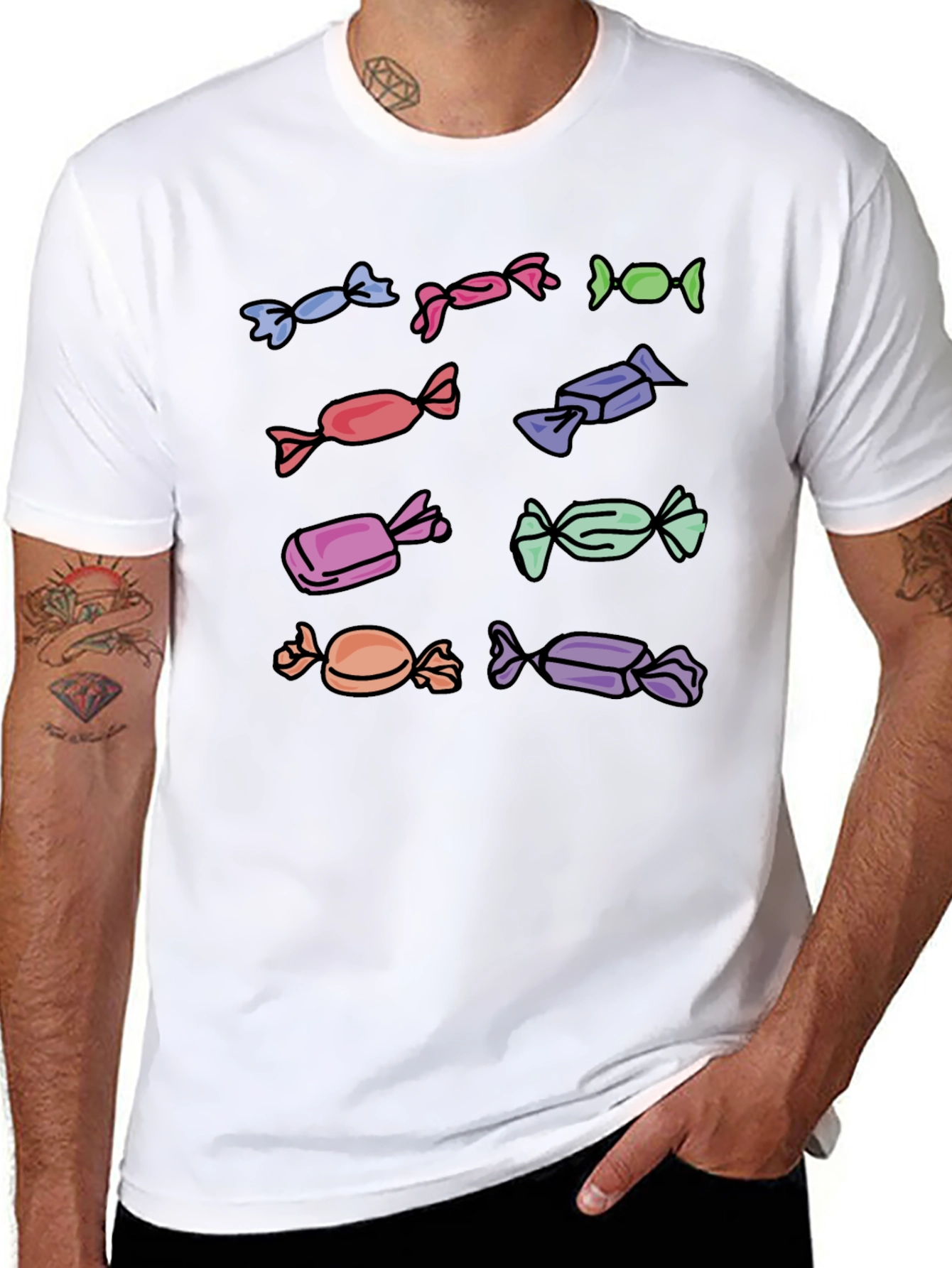 Candy Print Black T-Shirt