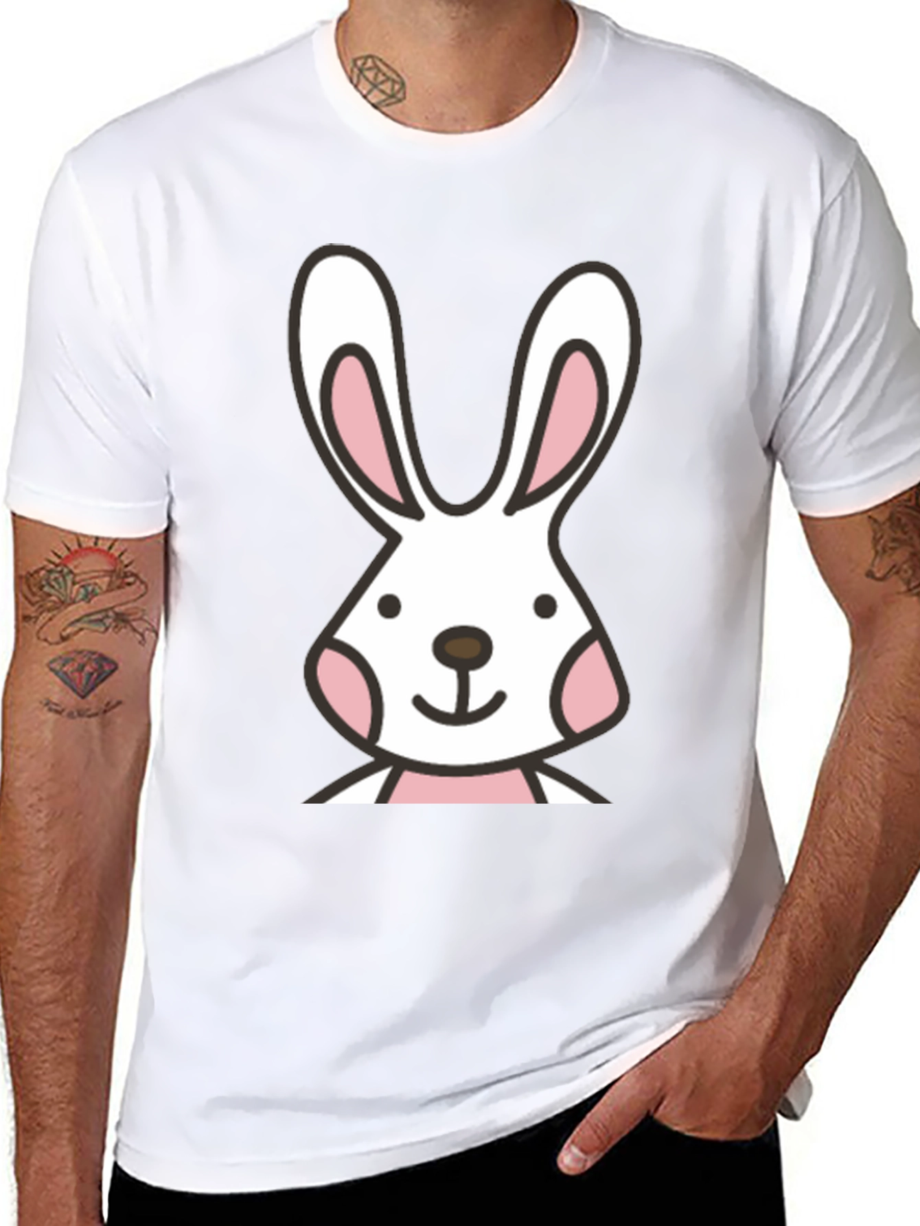 Bunny Graphic Black T-Shirt - Soft Cotton Casual Tee