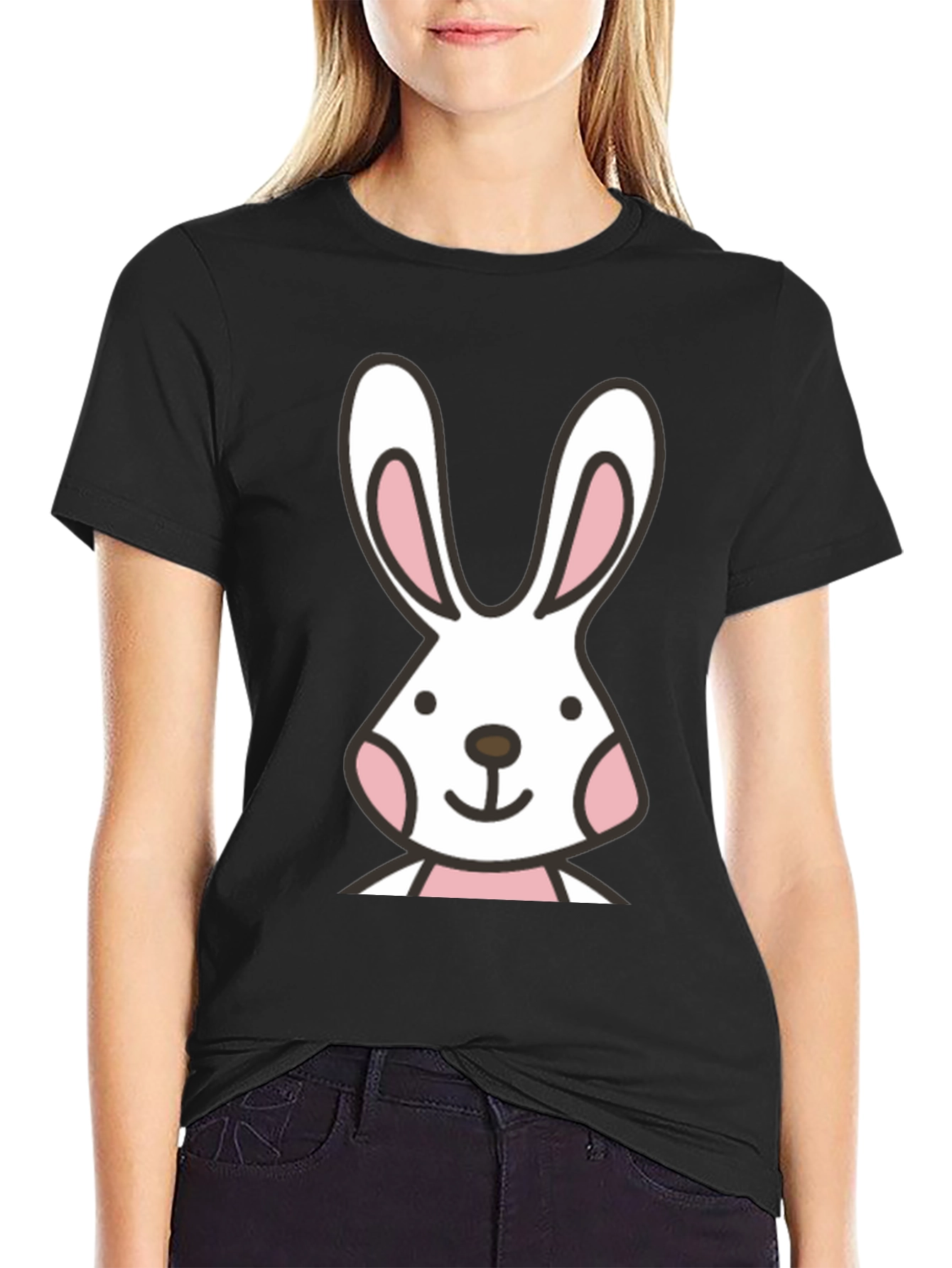 Bunny Graphic Black T-Shirt - Soft Cotton Casual Tee