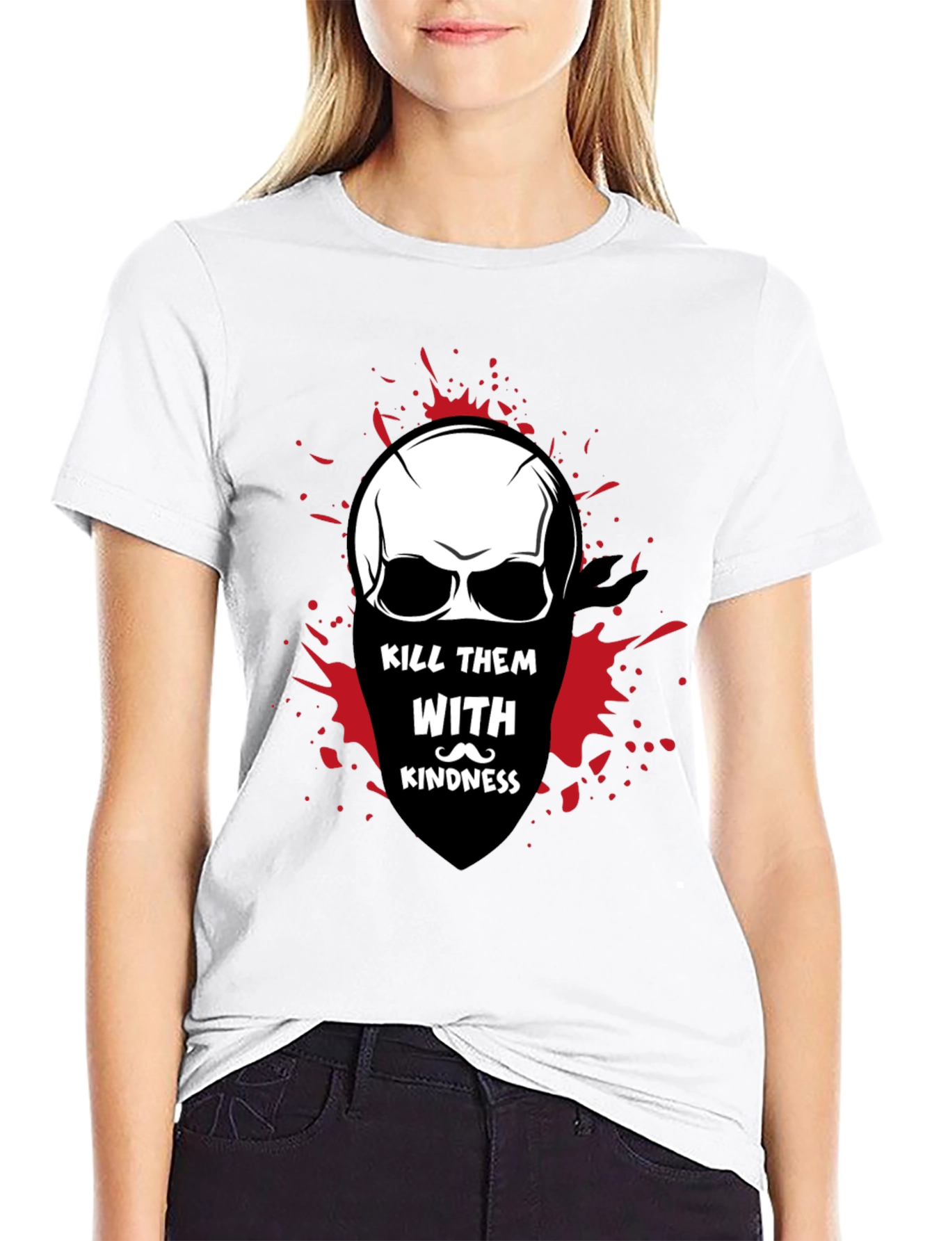 Kill Them With Kindness Skull Graphic T-Shirt