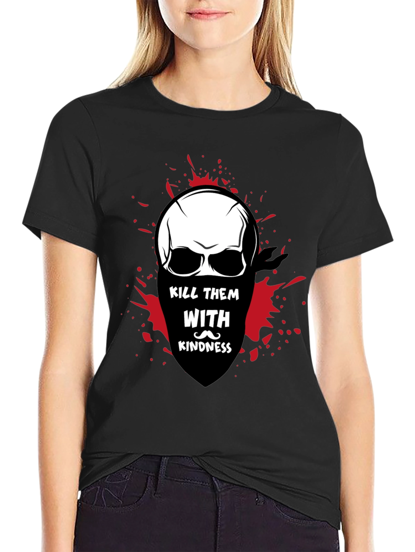 Kill Them With Kindness Skull Graphic T-Shirt
