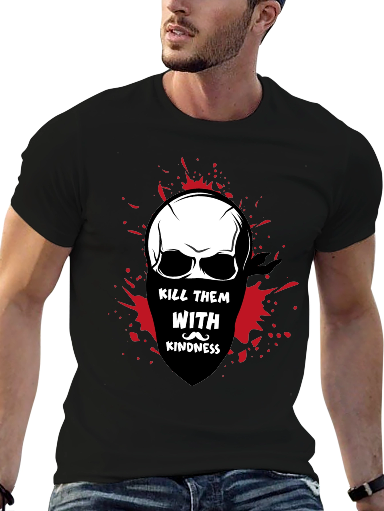 Kill Them With Kindness Skull Graphic T-Shirt