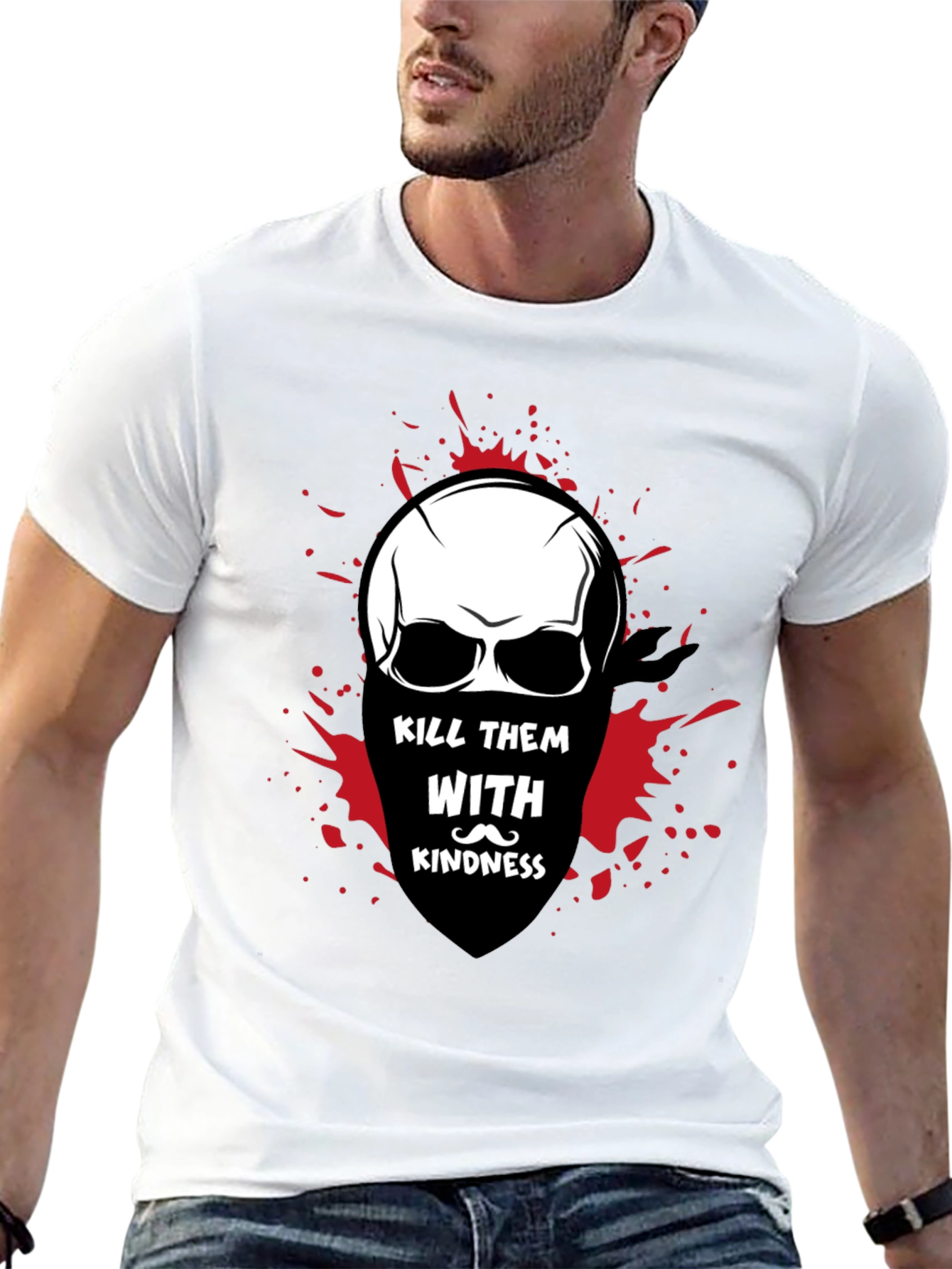 Kill Them With Kindness Skull Graphic T-Shirt