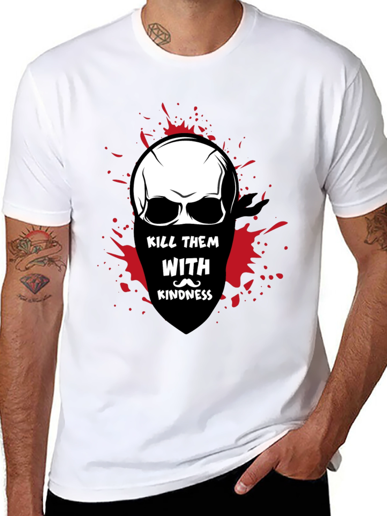 Kill Them With Kindness Skull Graphic T-Shirt
