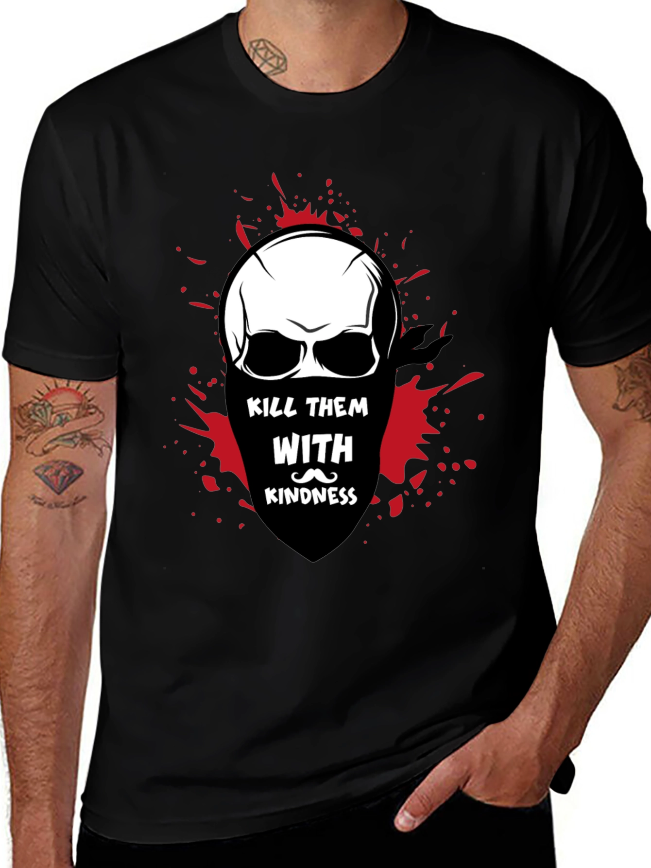 Kill Them With Kindness Skull Graphic T-Shirt