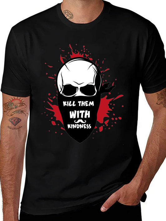 Kill Them With Kindness Skull Graphic T-Shirt