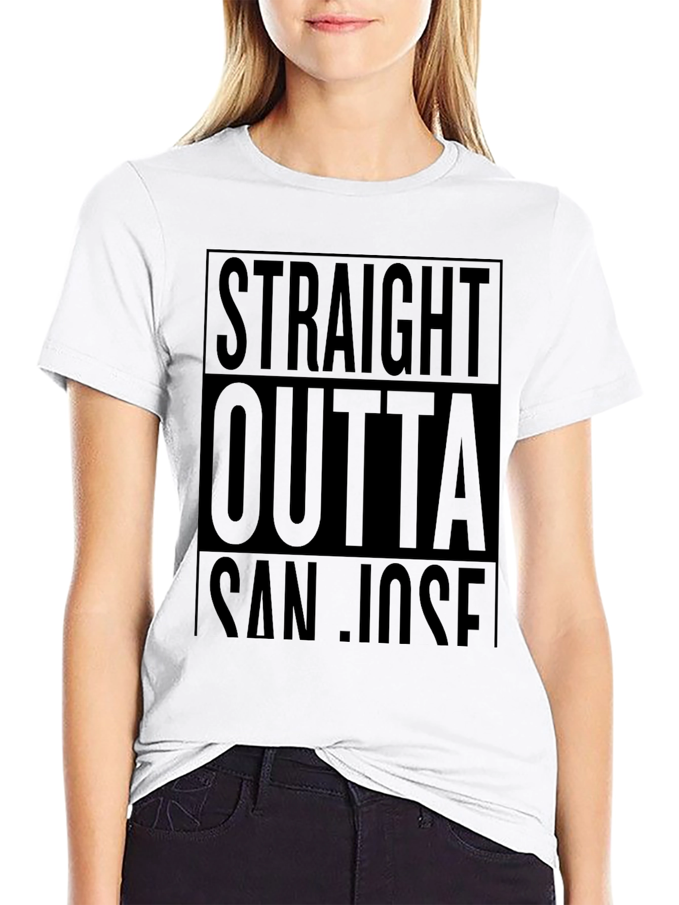 Straight Outta San Jose Black T-Shirt
