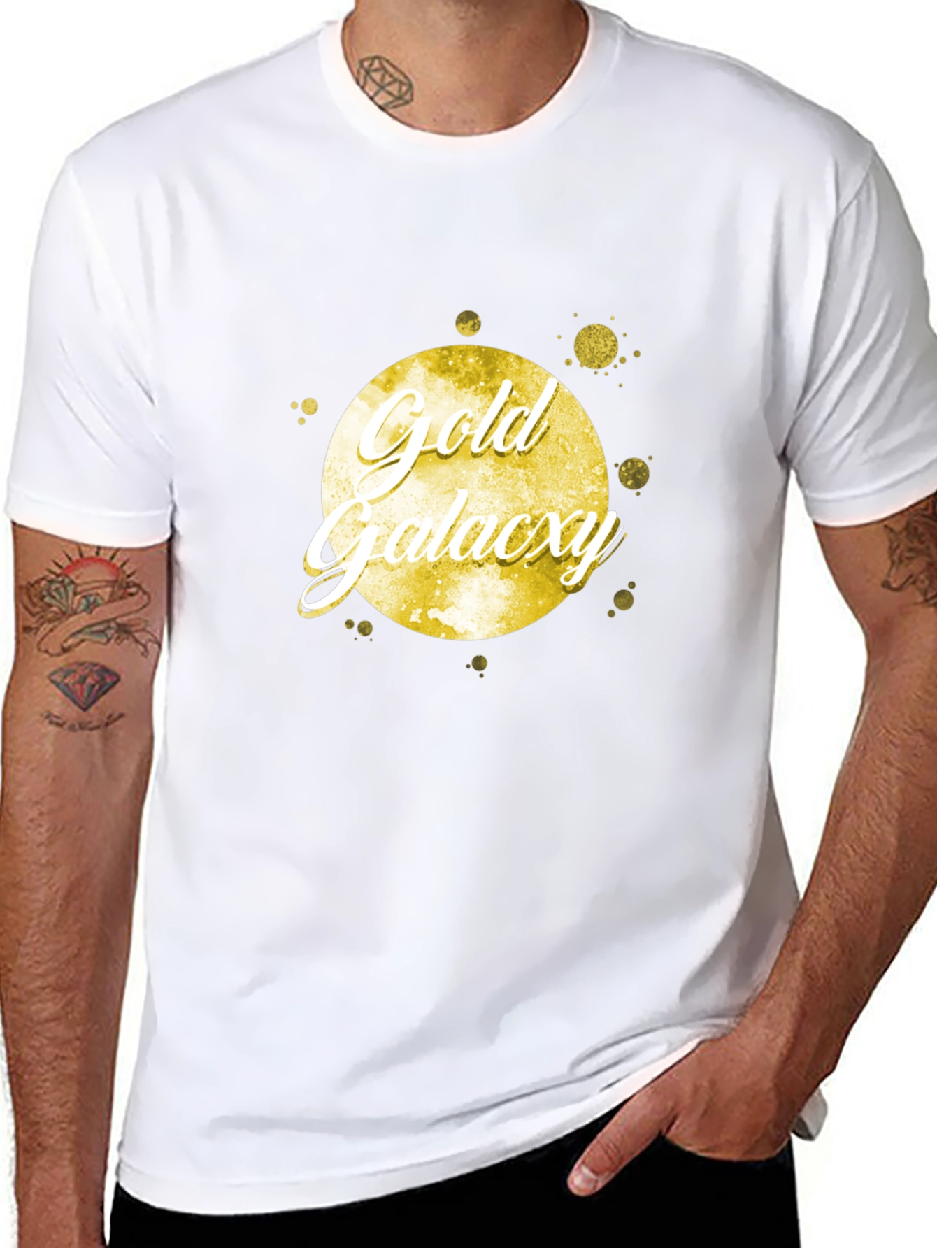 Gold Galaxy Black Tee Shirt