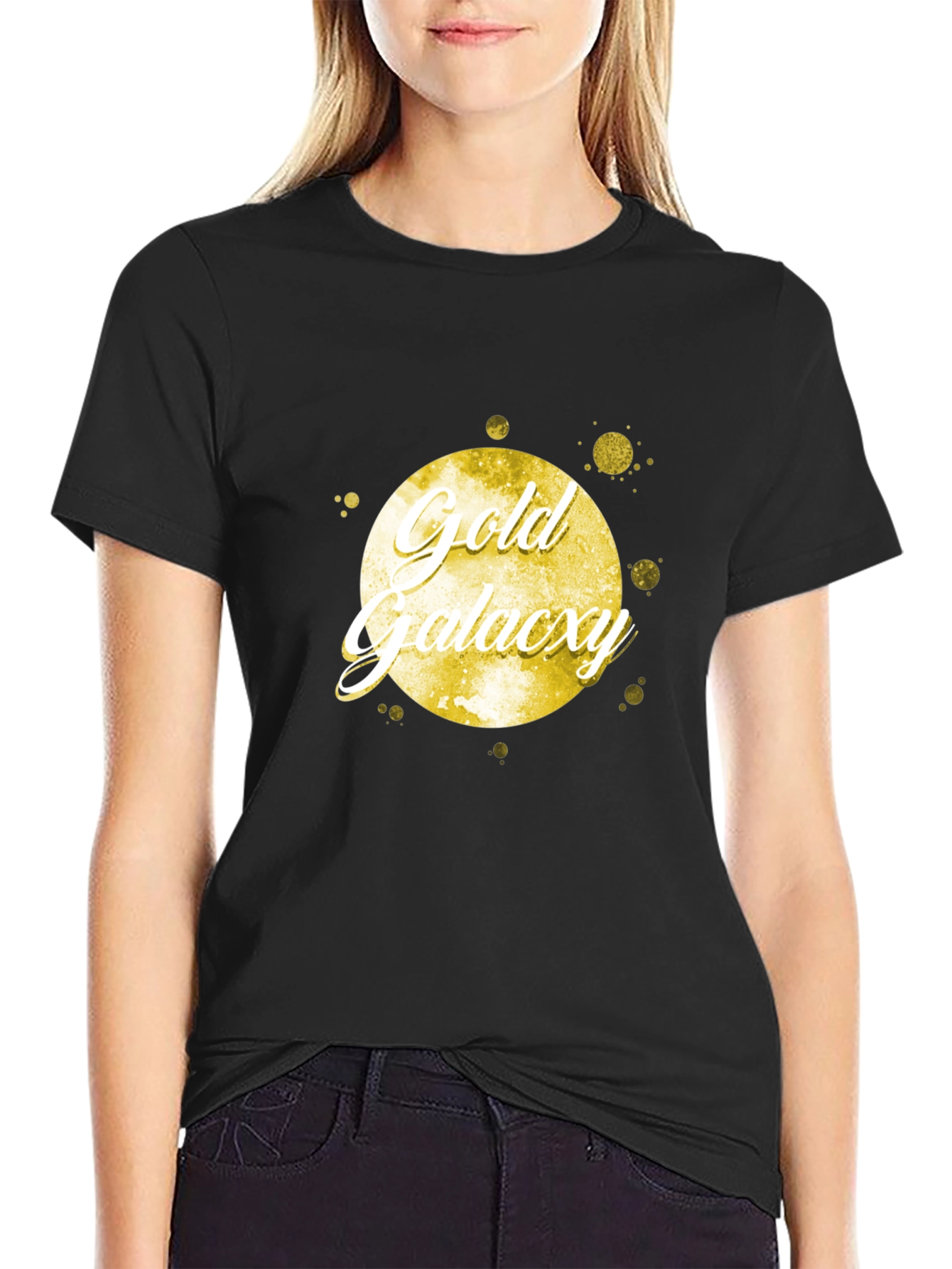 Gold Galaxy Black Tee Shirt