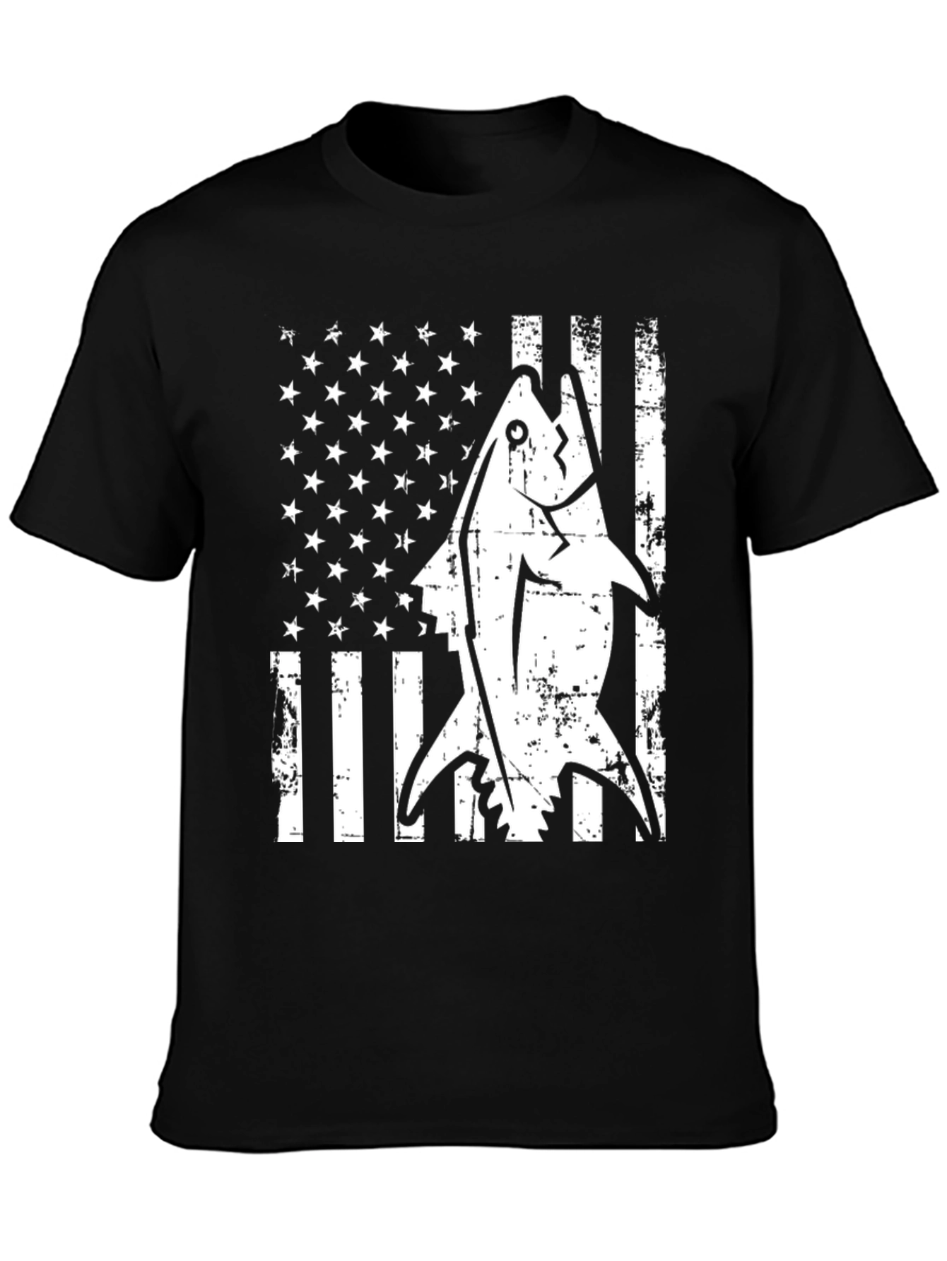 American Flag Tuna Fish Graphic T-Shirt