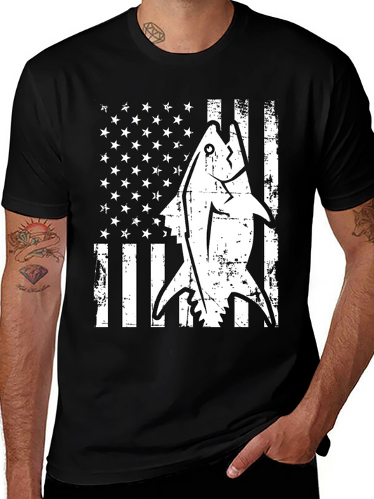 American Flag Tuna Fish Graphic T-Shirt