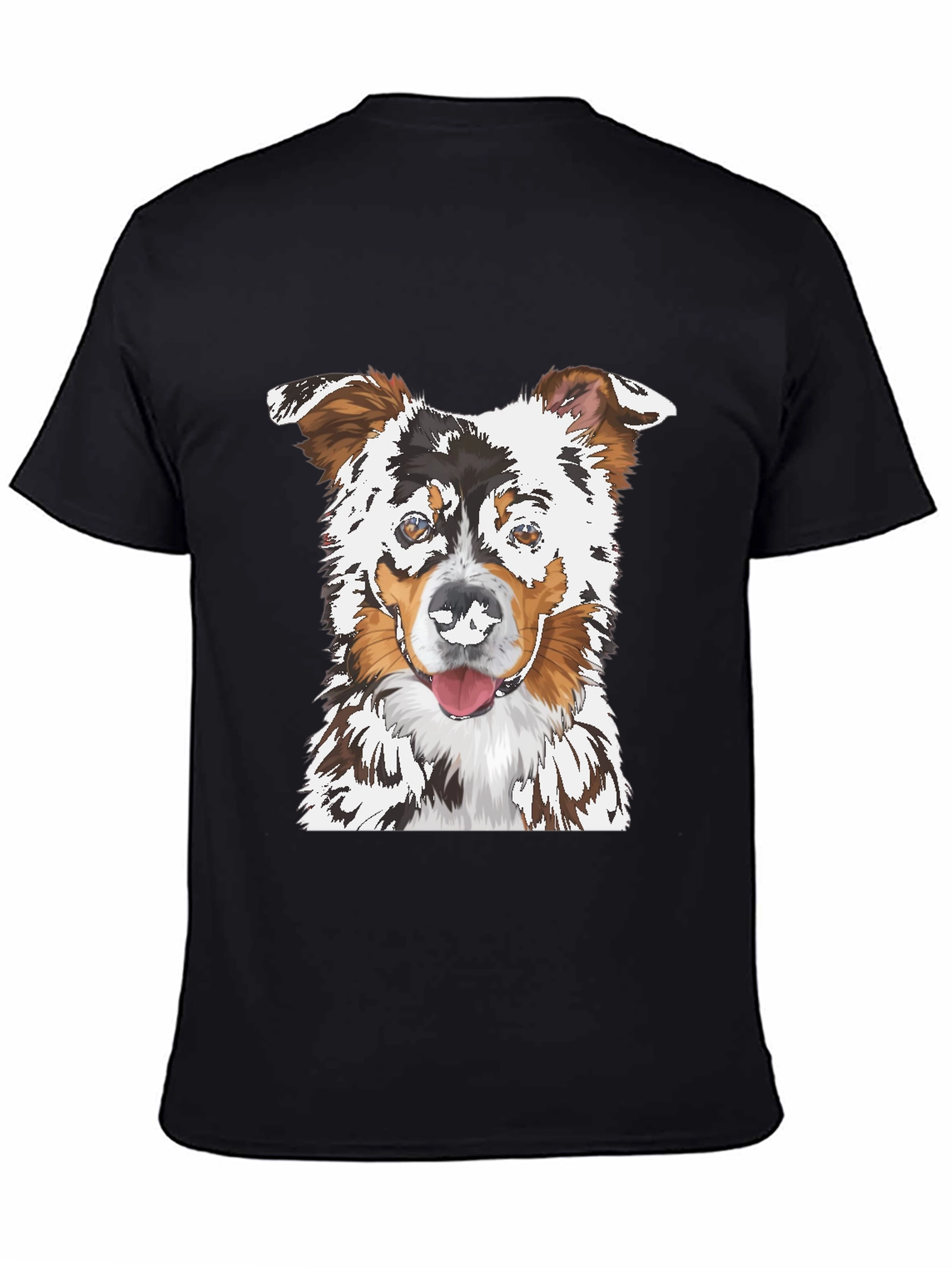 Dog Portrait Graphic Tee - Black Cotton T-Shirt