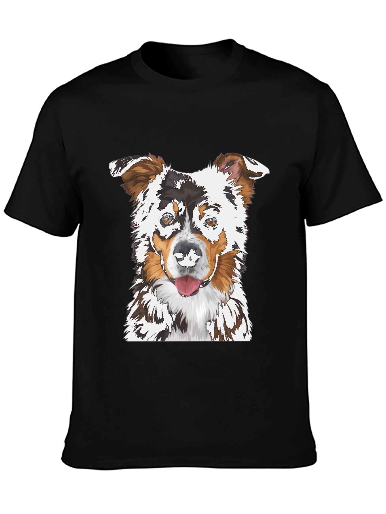 Dog Portrait Graphic Tee - Black Cotton T-Shirt