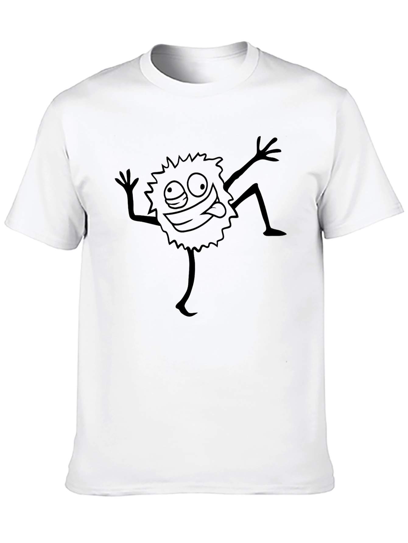 Mens Black T-Shirt with Fun Cartoon Graphic